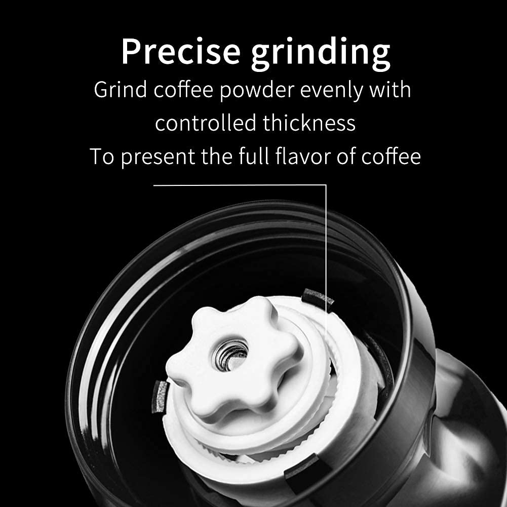 Premium MAVO Manual Coffee Grinder with Conical Ceramic Burrs - Adjustable 2-12 Settings for French Press, Pour Over & Espresso - Portable Hand Crank Coffee Bean Mill for Home, Camping & Travel