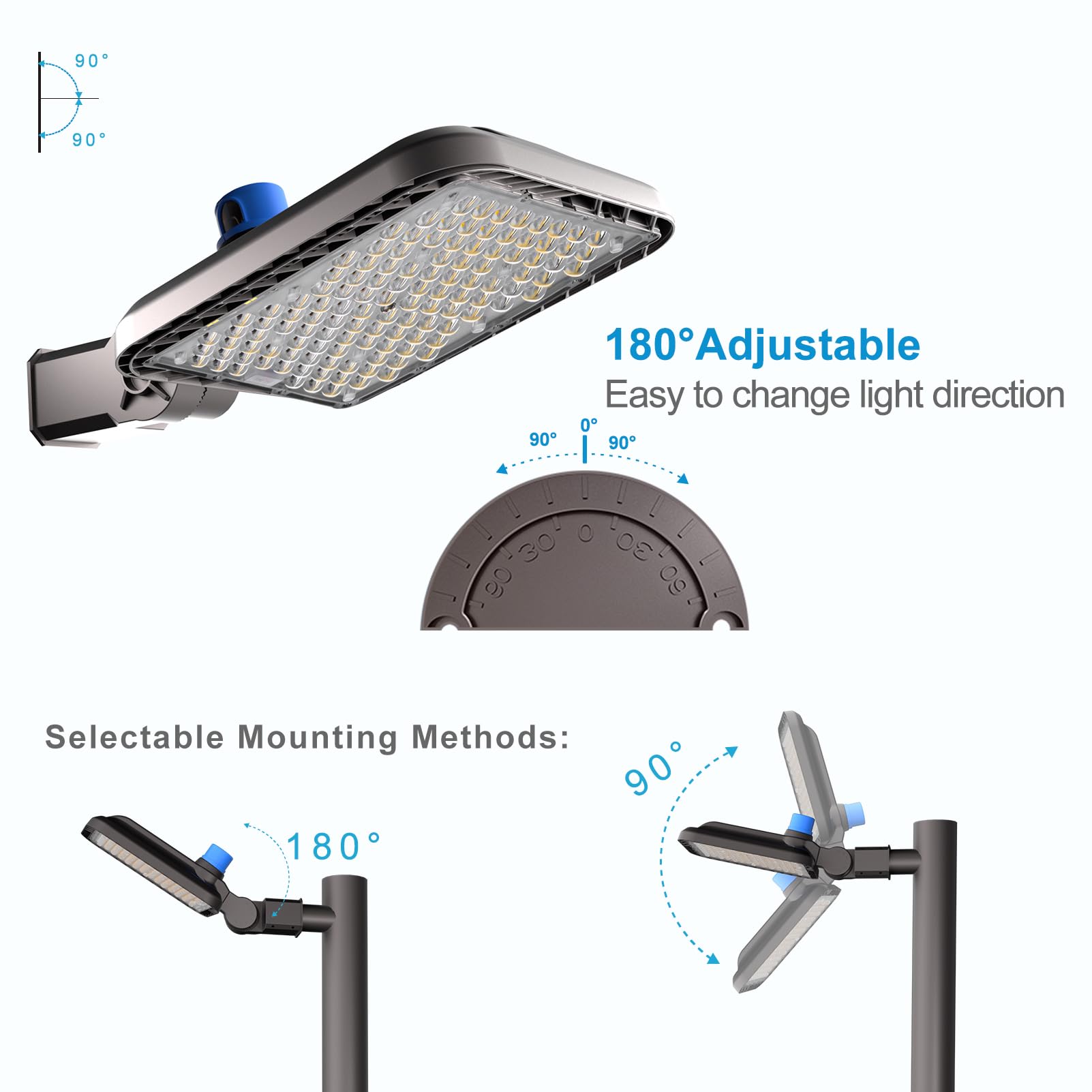 Lightdot 320W (350x1W Chip) Commercial LED Parking Lot Lights - 48,000 Lumens, 150lm/W, 5000K Daylight White - Smart Photocell & 6KV SPD Protection - Outdoor Pole Lights (2-Pack) - 7-Year Warranty - Ideal for Parking Lots, Warehouses, and Industrial Areas