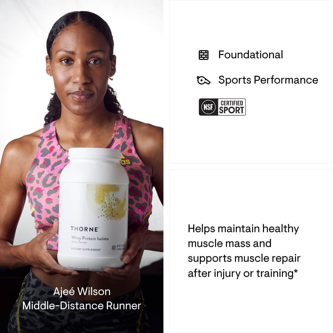 THORNE Whey Protein Isolate Powder - 21g Easy Digest NSF Certified for Sport - Vanilla Flavor 29.5oz (30 Servings) - Post Workout Recovery & Muscle Building Supplement