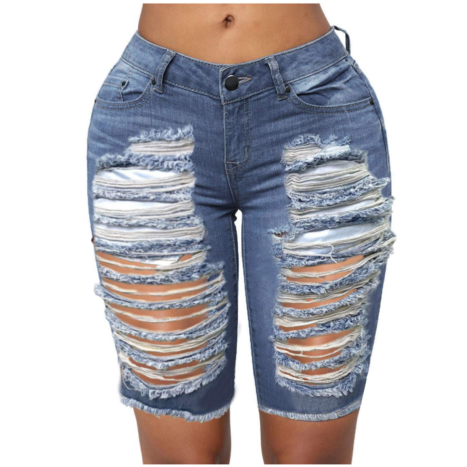 Trendy Women's Ripped Denim Shorts with Pockets - Casual Winter & Fall Jeans for Ladies | Perfect for Streetwear, Weekend Outfits and Fashionable Looks