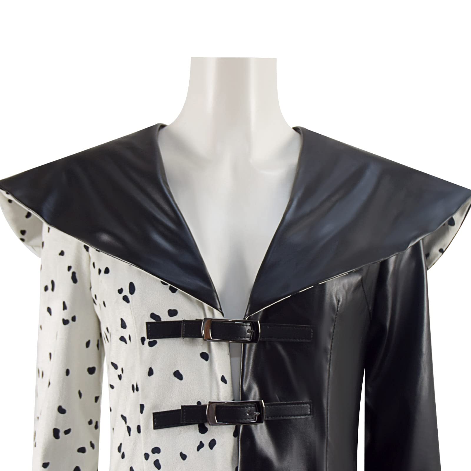 Women's Cruella De Vil Costume Coat Dress Full Set - Halloween Cosplay Outfit for Adults, Inspired by Disney 101 Dalmatians | Perfect for Halloween Parties, Cosplay Events, and Themed Dress-Up
