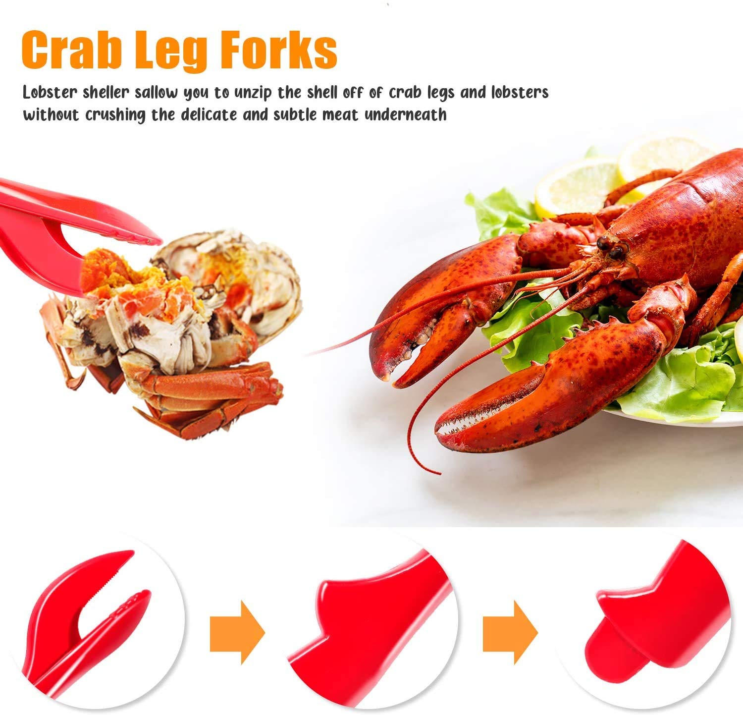 13-Piece Lobster Crackers and Picks Set - 3 Stainless Steel Crab Crackers & 10 Seafood Forks - Nut & Crab Leg Crackers - Dishwasher Safe - Perfect for Seafood Boils, Dinner Parties & Beach Picnics