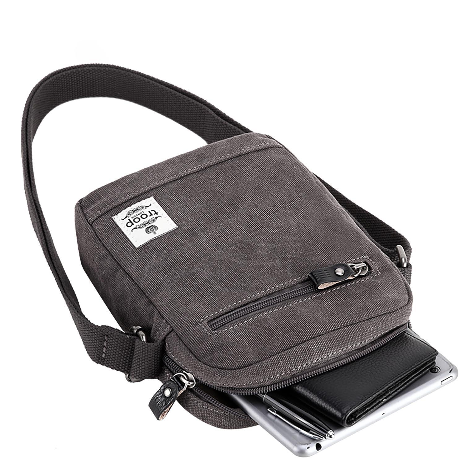 TRP0405 S Troop London Classic Canvas Crossbody Bag for Women - Small Shoulder Purse, Lightweight & Durable - Perfect for Travel, Shopping & Everyday Use