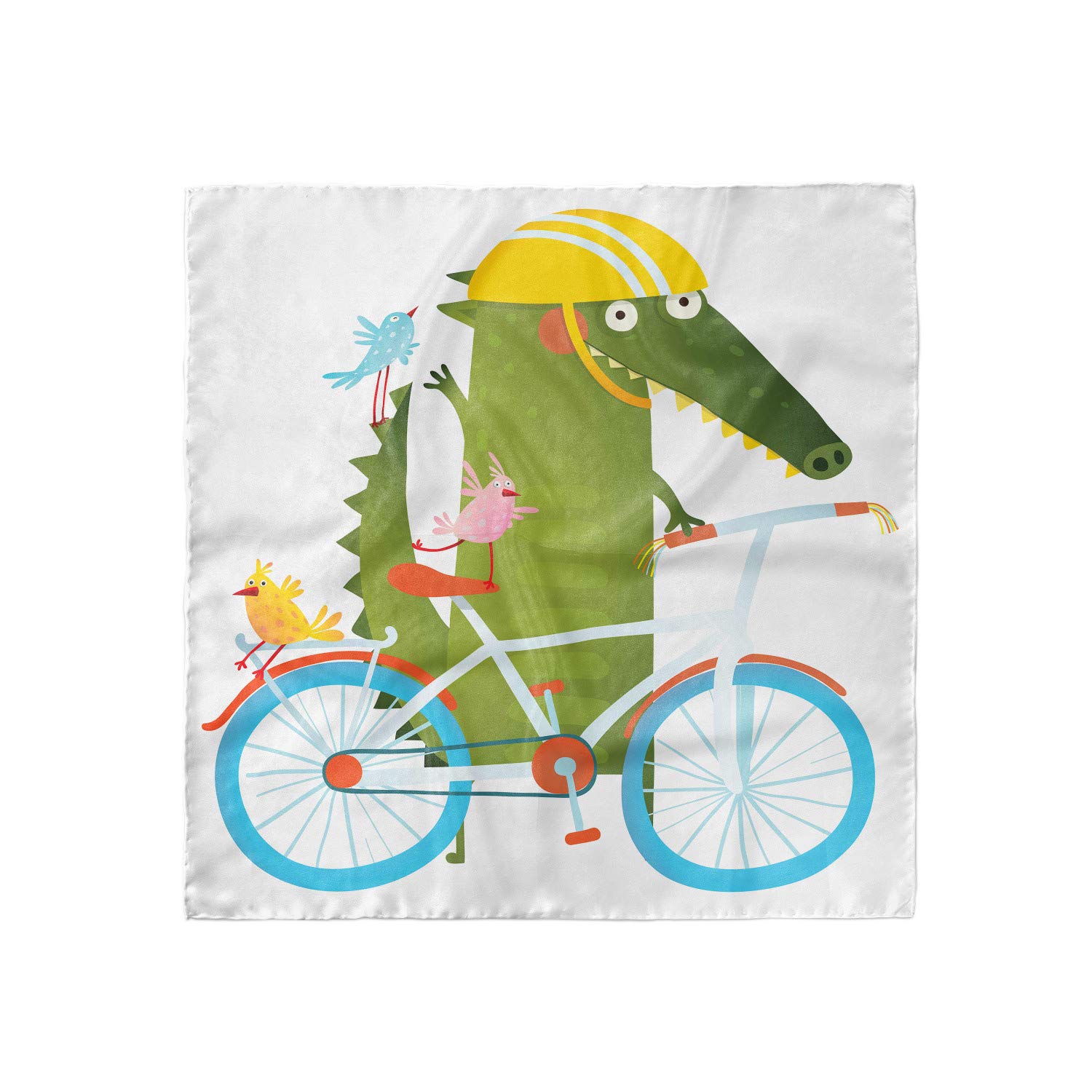 Ambesonne Funny Head Scarf with Crocodile & Bicycle Print - Stylish Hair Wrap for Women - Perfect for Beach, Gym, Yoga & Outdoor Activities