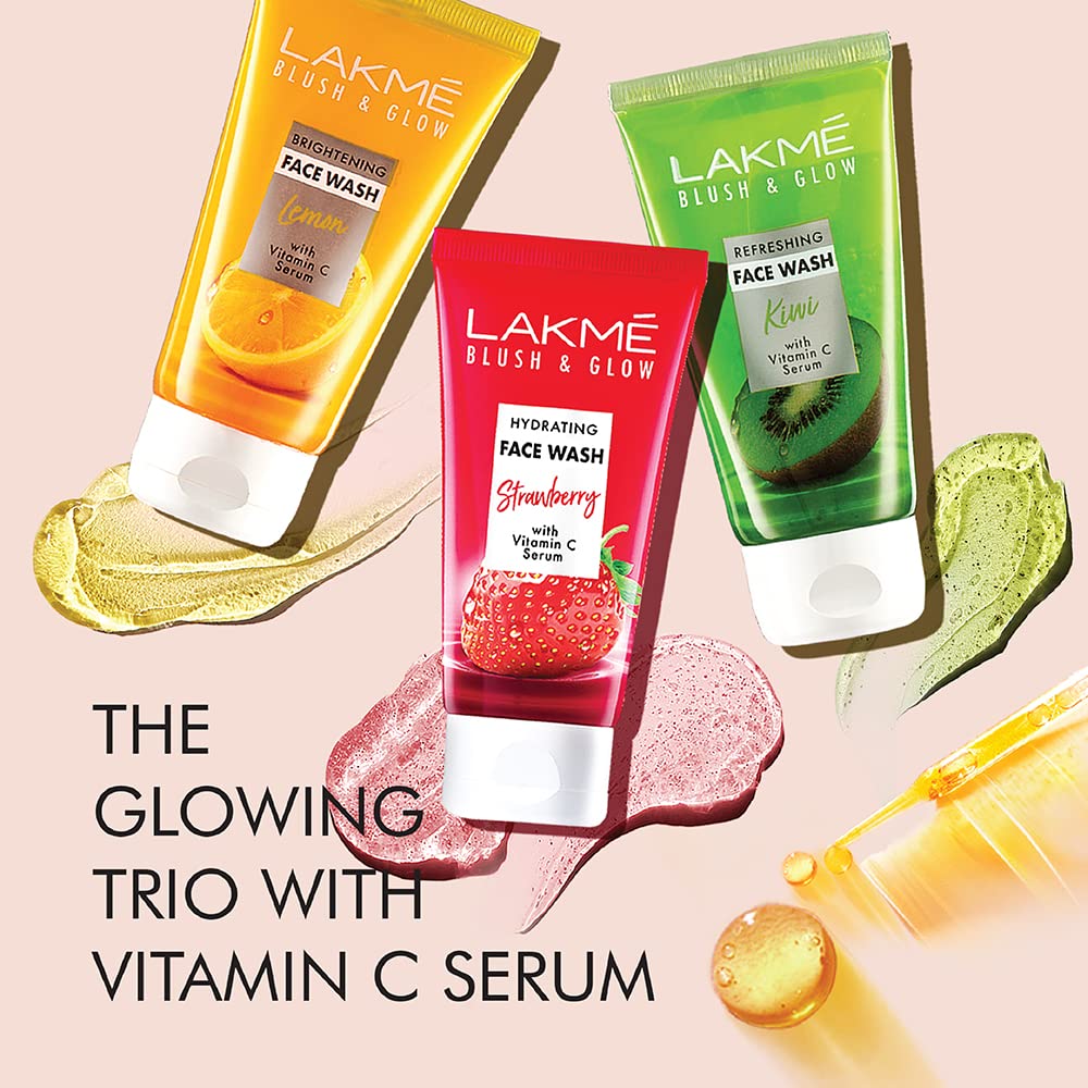 LAKMÉ Blush & Glow Lemon Freshness Gel Face Wash with Lemon Extracts for Oily Skin - 100g (Pack of 2) | Refreshing Daily Cleanser for Brightening & Oil Control | Perfect for Morning & Night Skincare Routine