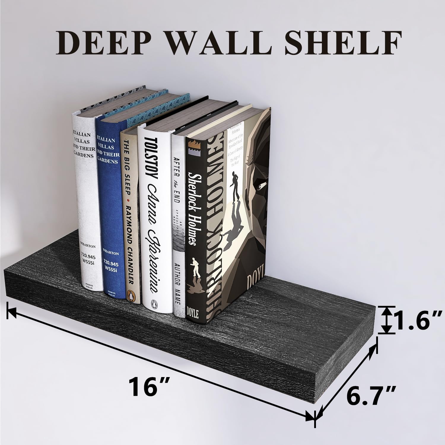 Rustic Floating Shelves Set of 2 - Natural Live Edge Wood Wall Shelves for Bathroom, Living Room, Bedroom & Kitchen - 16 Inch Black Farmhouse Wall Mounted Decor | Perfect for Displaying Plants, Books & Home Decor
