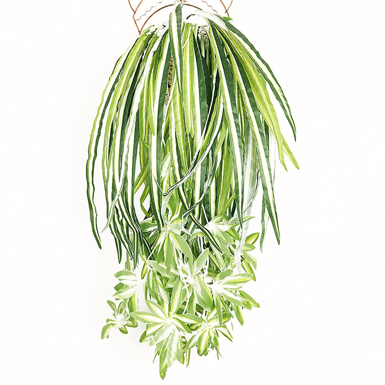 65cm Artificial Hanging Plants - Fake Chlorophytum Potted Flowers for Wall Decor, PVC Simulation Green Plants & Roses for Living Room, Bedroom, Office (60cm Option) - Perfect for Home Decor, Wedding Centerpieces & Indoor Greenery