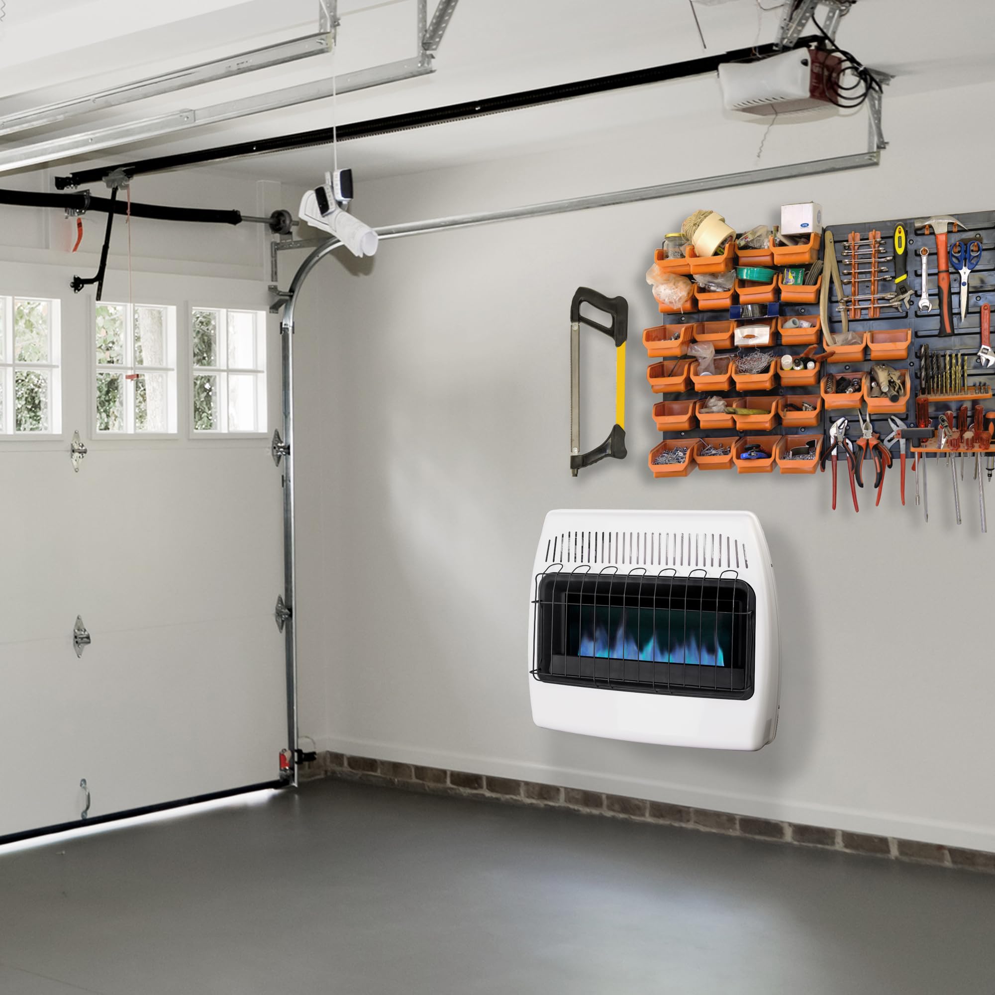Dyna-Glo 30,000 BTU White Liquid Propane Blue Flame Vent-Free Wall Heater for Garage, Basement & Workshop - Indoor Safe Heating Solution