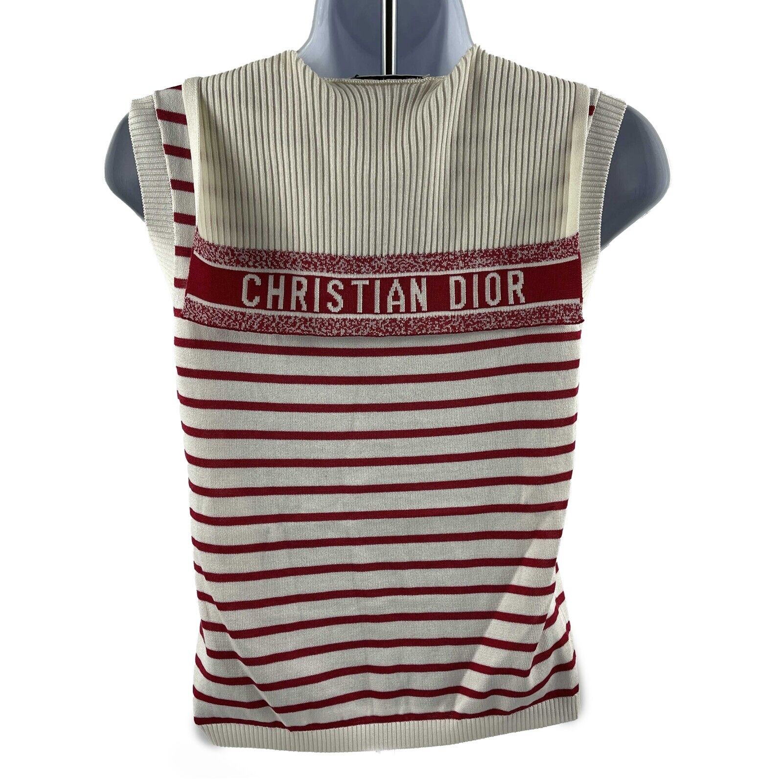 Christian Dior Dioriviera Capri Striped Sailor Tank Top - Red, Size 34 (US 2) - Women's Summer Beachwear & Casual Fashion Top