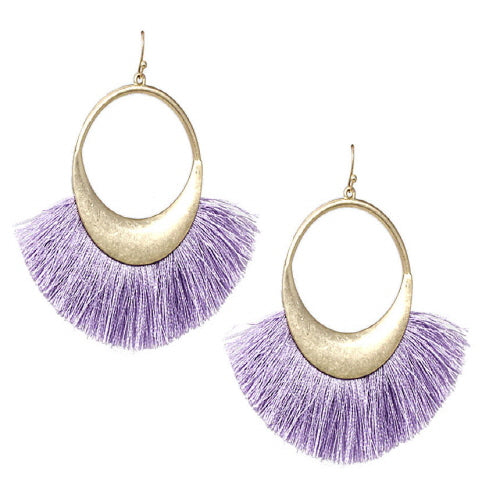 Lavender Tassel Earrings for Women - Bohemian Dangle Drop Earrings for Party, Wedding & Everyday Wear