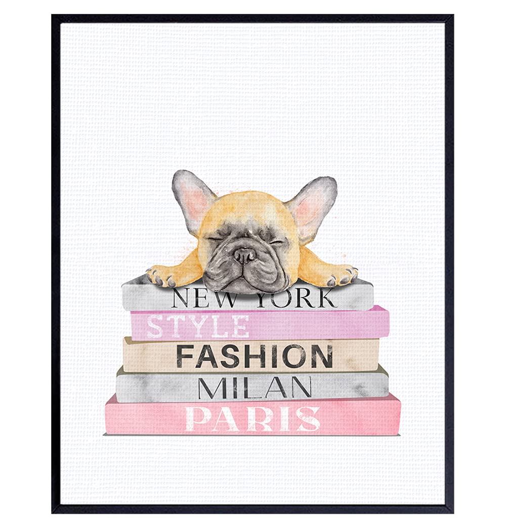 French Bulldog Wall Art - Designer Dog Decor & Unique Puppy Gifts for Dog Lovers - High Fashion Glam Pet Home Decoration - Perfect for Living Room, Nursery & Office Wall Decor