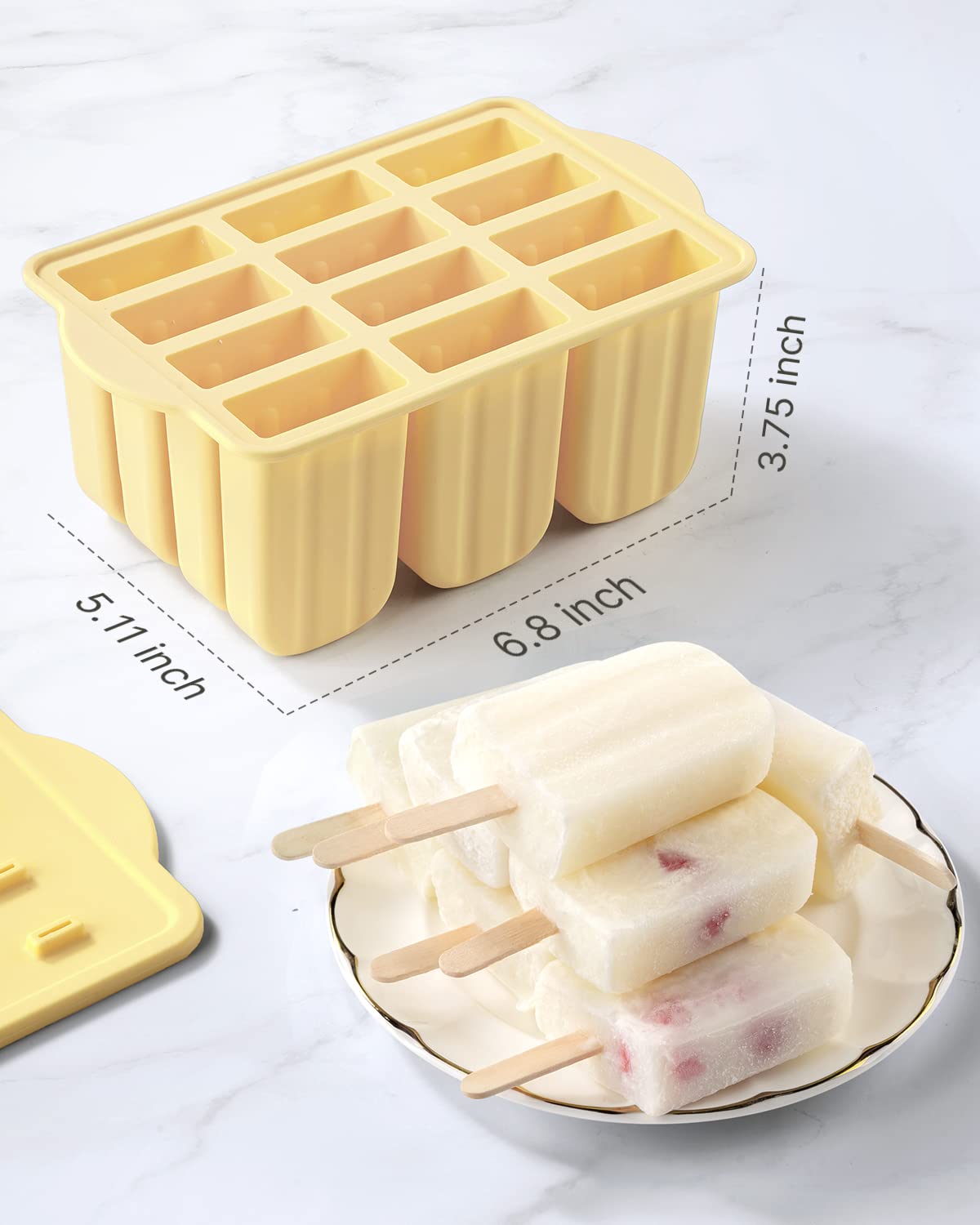 **MEETRUE 12-Piece Silicone Popsicle Molds - BPA-Free, Easy-Release Ice Pop Maker for Homemade Treats - Includes 50 Popsicle Sticks & Cleaning Brush - Perfect for Summer Snacks, Kids' Parties & Healthy Desserts**