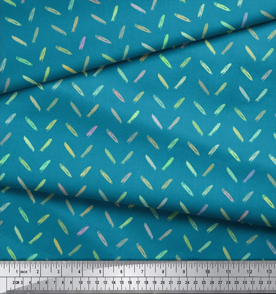 Soimoi Moss Georgette Blue Fabric by The Yard - 42 Inch Wide Brush Stroke Abstract Printed Textile for Dresses, Scarves & Home Decor | Artistic Floral Design Fabric for DIY Sewing Projects & Creative Decorations