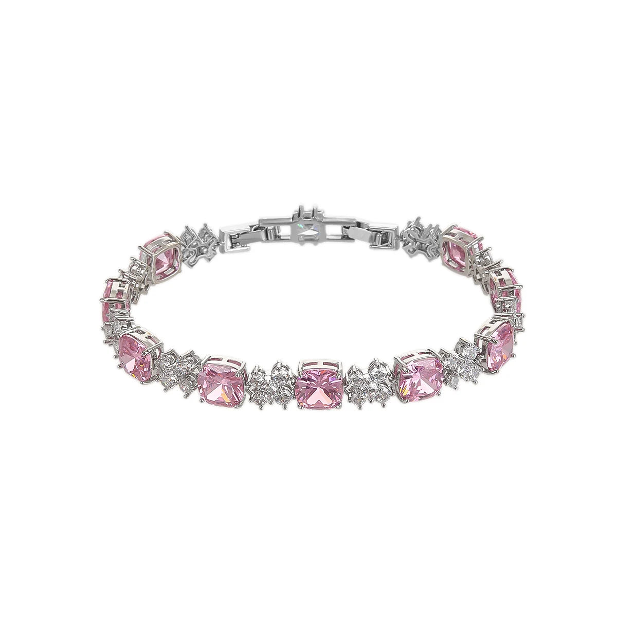 Luxurious Cubic Zirconia Red Green Blue Austrian Crystal Flower Bracelet for Women - Elegant Fashion Jewelry Gift for Birthday, Anniversary & Special Occasions