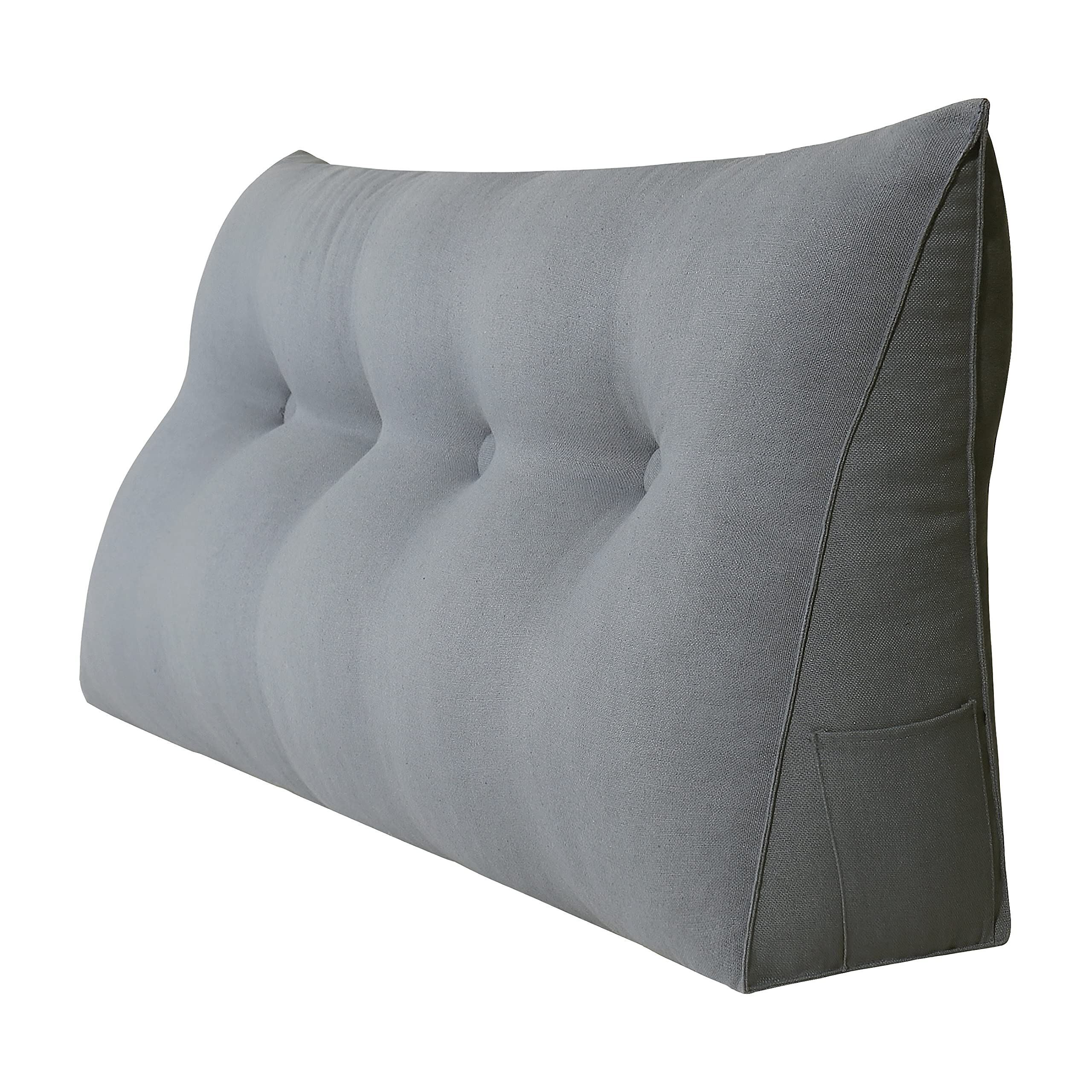 Triangular Headboard Pillow - Full Size Wedge Pillow for Daybeds & Bunk Beds with Removable Cover - Comfortable Bolster Pillow for Back Support - Perfect Gift for Mom (Gray) - Ideal for Reading, Watching TV, and Relaxing in Bed