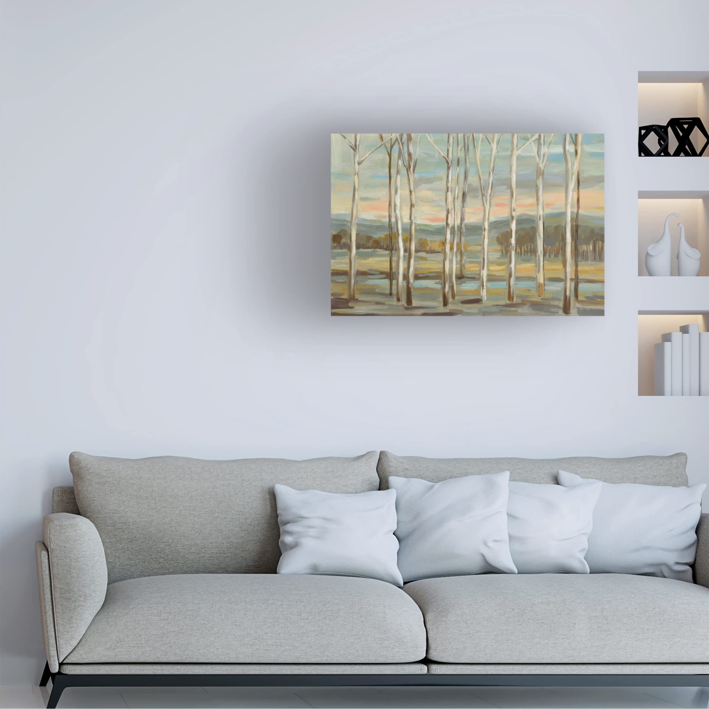 Trademark Fine Art 'Silver Forest' Canvas Wall Art by Silvia Vassileva - Modern Abstract Painting for Living Room, Bedroom & Office Decor