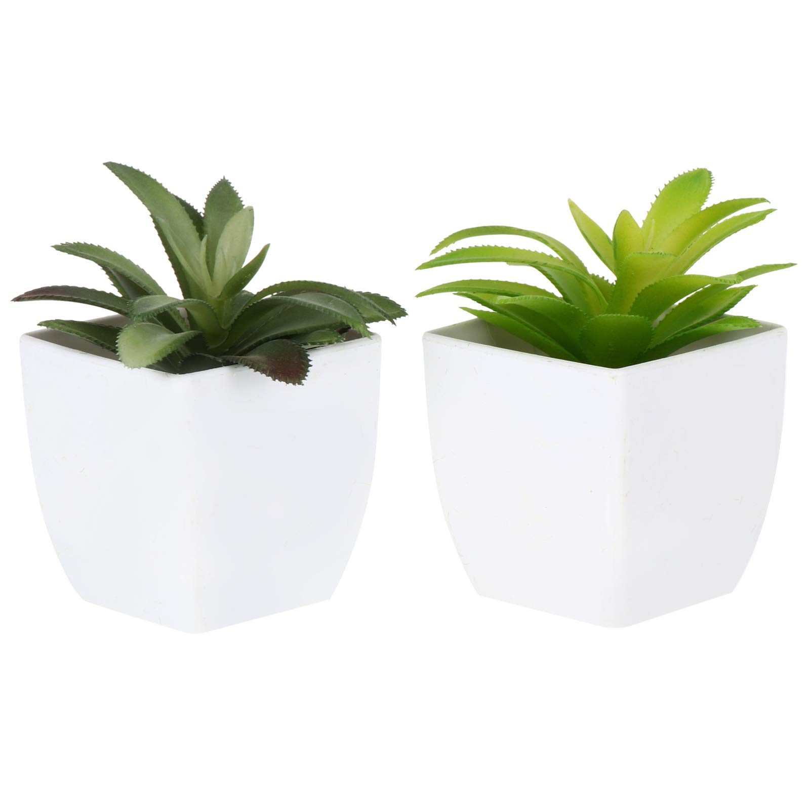 YARNOW 2 Pack Artificial Succulents in Pots - Mini Fake Plants for Home, Office, Shelf & Desk Decor - Realistic Faux Succulents for Kitchen Counter, Bathroom, Living Room & Workspace Decorations