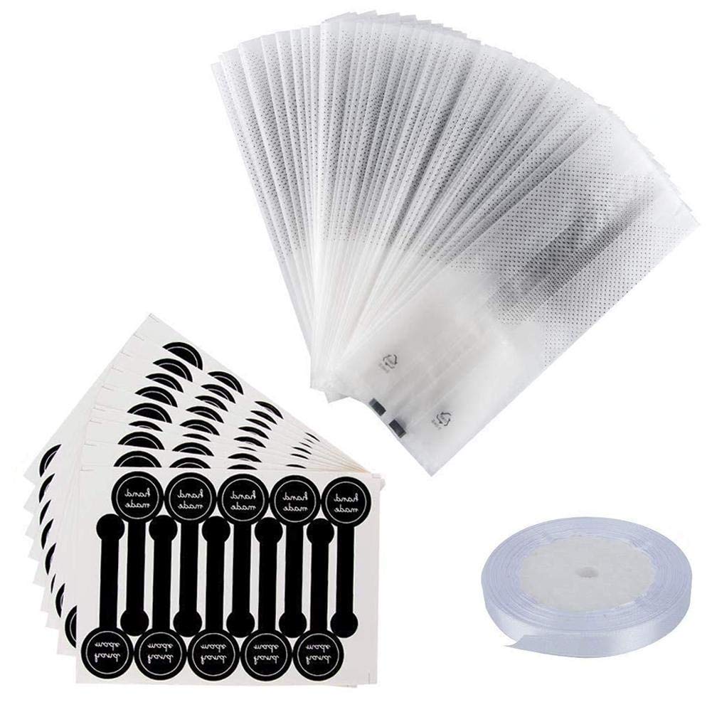Self Adhesive Plastic Food Packaging Bags - 100Pcs Clear Cookie Cake Chocolate Candy Wrapping Bags with Labels | Perfect for Bakery, Gift Packaging & Party Favors