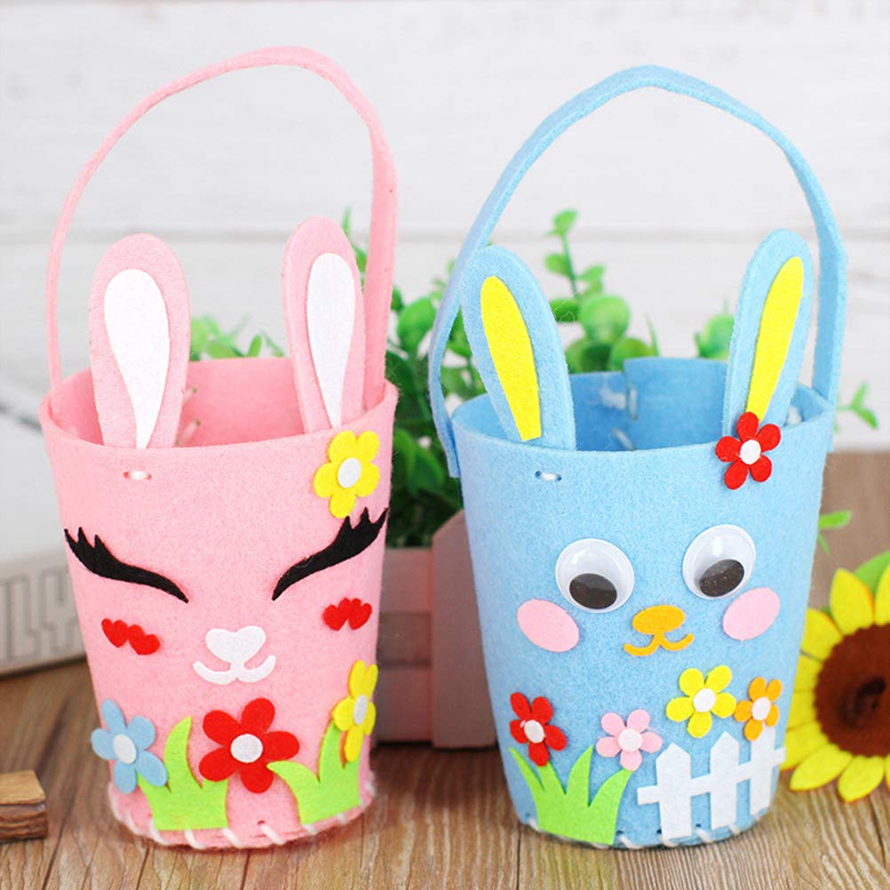 4pcs Easter Bunny Treat Bags - Pastel Colored Egg Hunt Party Favors, Candy Containers for Kids, Easter Basket Stuffers & Holiday Gift Bags - Perfect for Easter Egg Hunts, Classroom Treats & Spring Celebrations