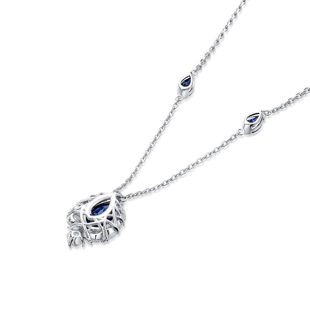 5.41 Carat Pear Shaped Blue Sapphire Pendant Necklace - 925 Sterling Silver Jewelry for Women - Perfect for Weddings, Anniversaries & Special Occasions