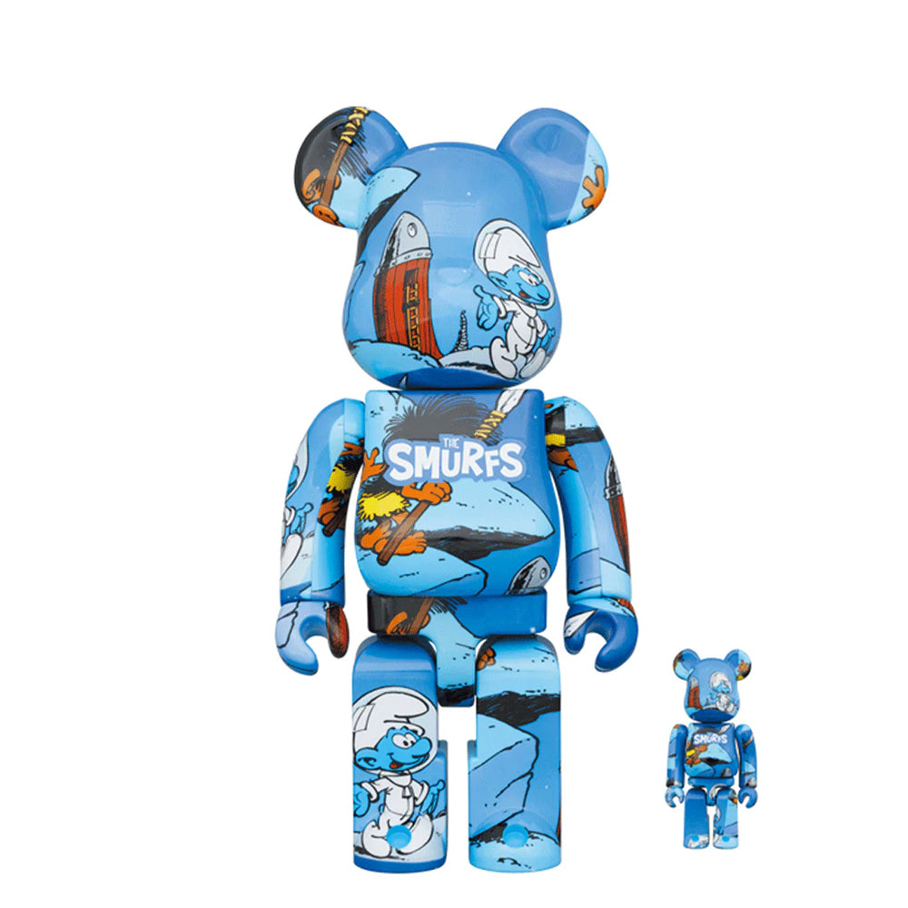 400% + 100% Bearbrick Les Schtroumpfs Le Cosmoschtroumpf Collectible Vinyl Art Toy - Perfect for Smurfs Fans and Anime Collectors - Great for Display in Home, Office or Gaming Room Decor
