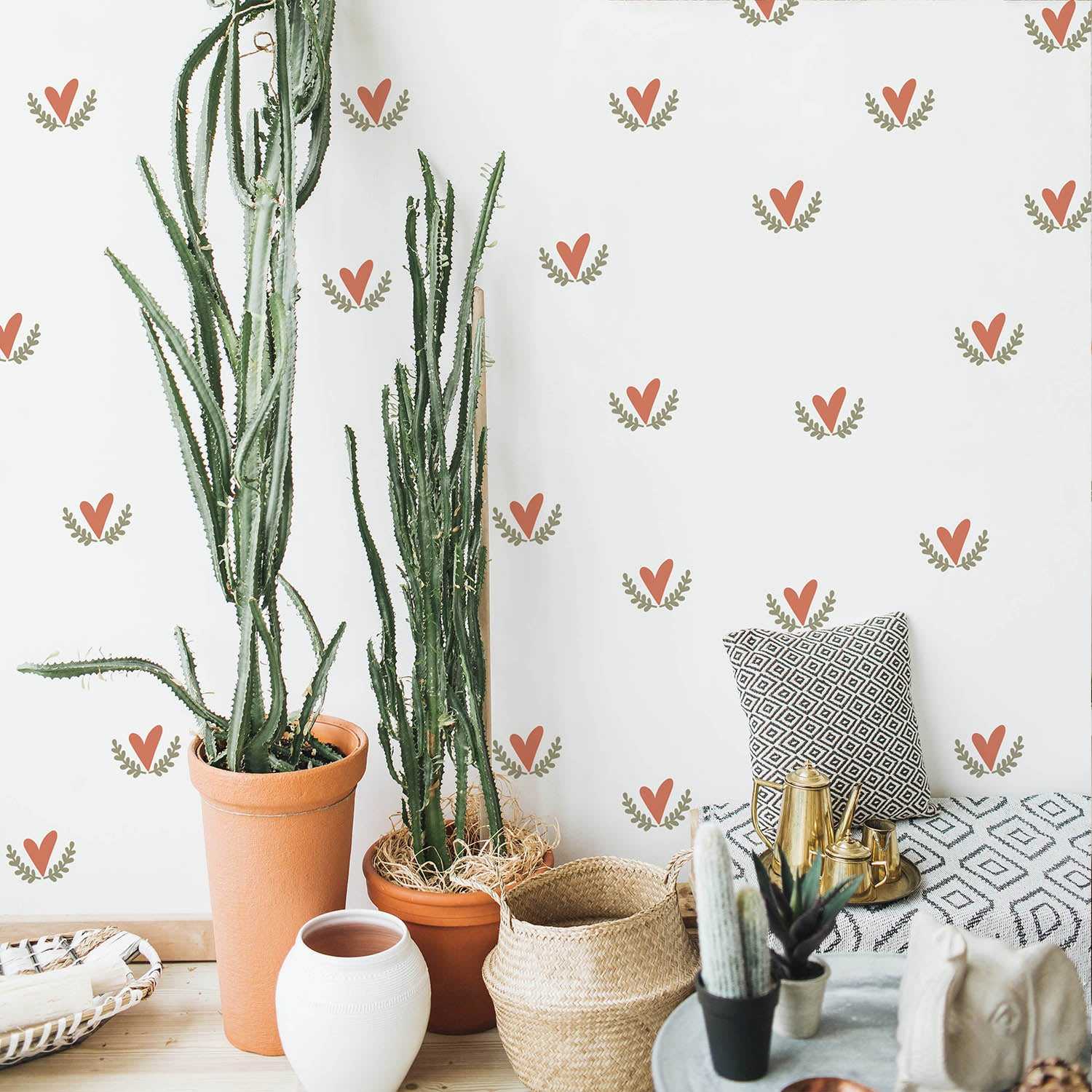 Boho Hearts Wall Sticker Decals - Self-Adhesive Vinyl Wall Art for Bedroom, Nursery, Living Room Decor - Romantic & Bohemian Home Decoration (Set of 6) - Perfect for DIY Home Decor, Wedding, Party & Nursery Wall Design