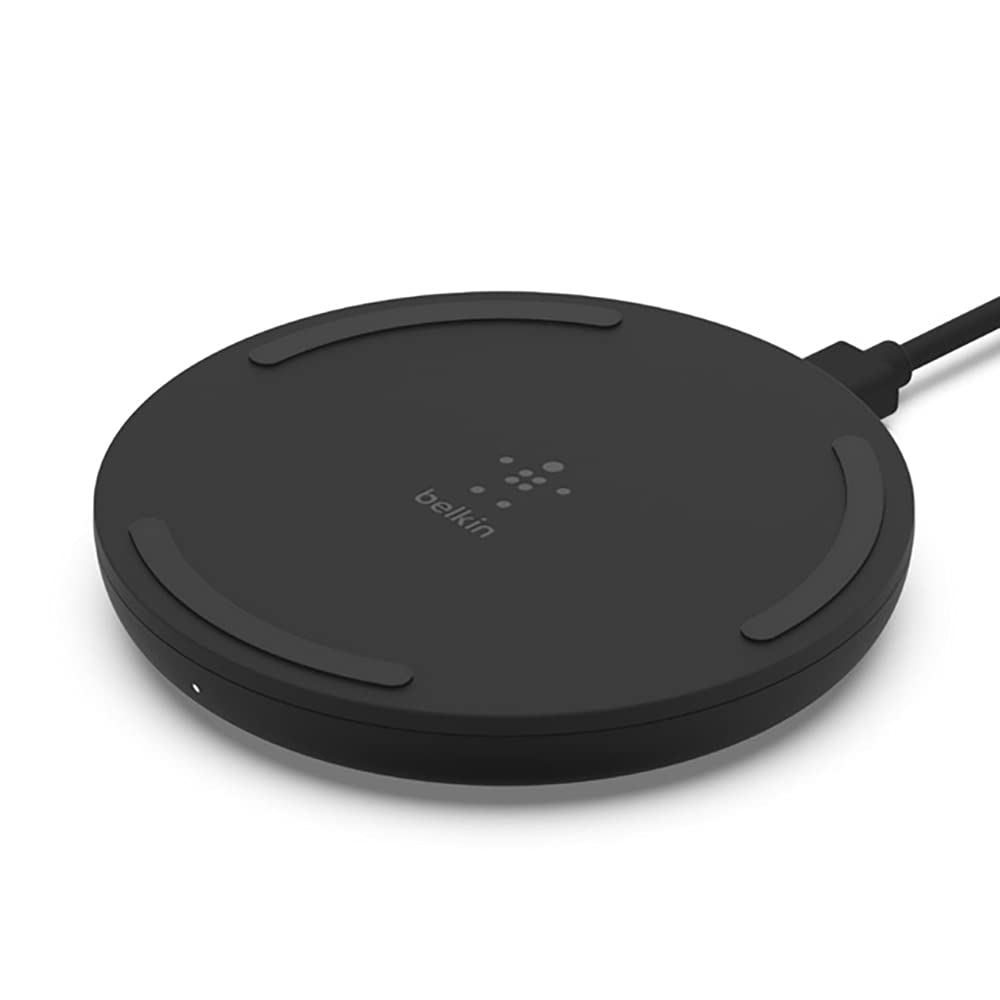 Belkin 10W Qi-Certified Fast Wireless Charging Pad for iPhone, Samsung Galaxy, Google Pixel, AirPods Pro - Compatible with Most Qi-Enabled Devices | Perfect for Bedside, Office Desk & Car Charging | Black (Power Adapter Not Included)