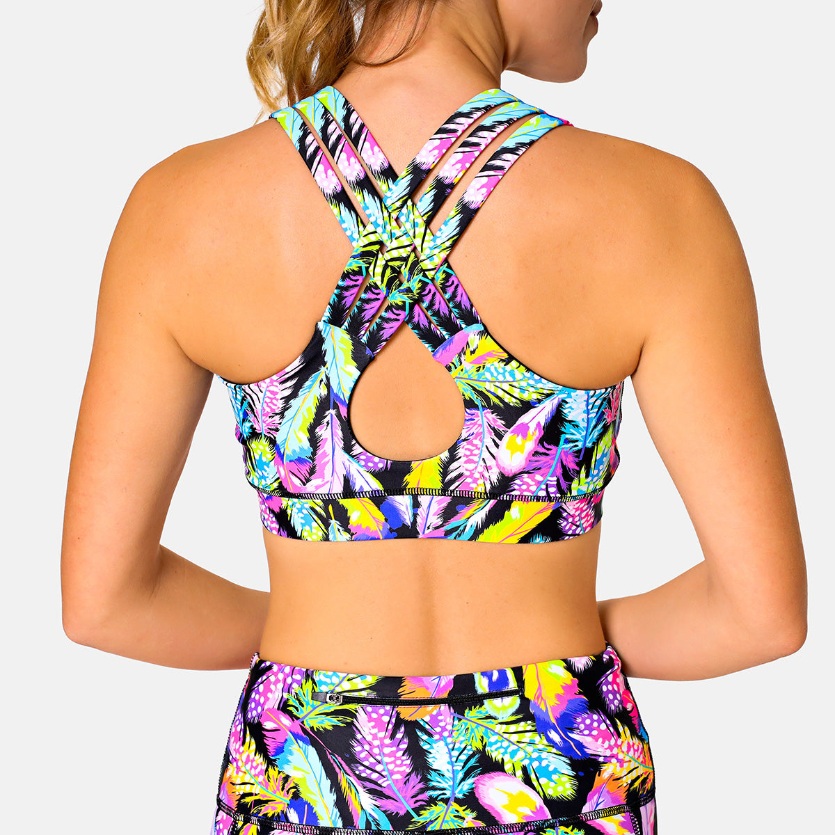 Feather Frenzy Cross Back Bra - Comfortable & Stylish Women's Sports Bra for Yoga, Gym & Workouts | Breathable & Supportive Activewear for Fitness & Running