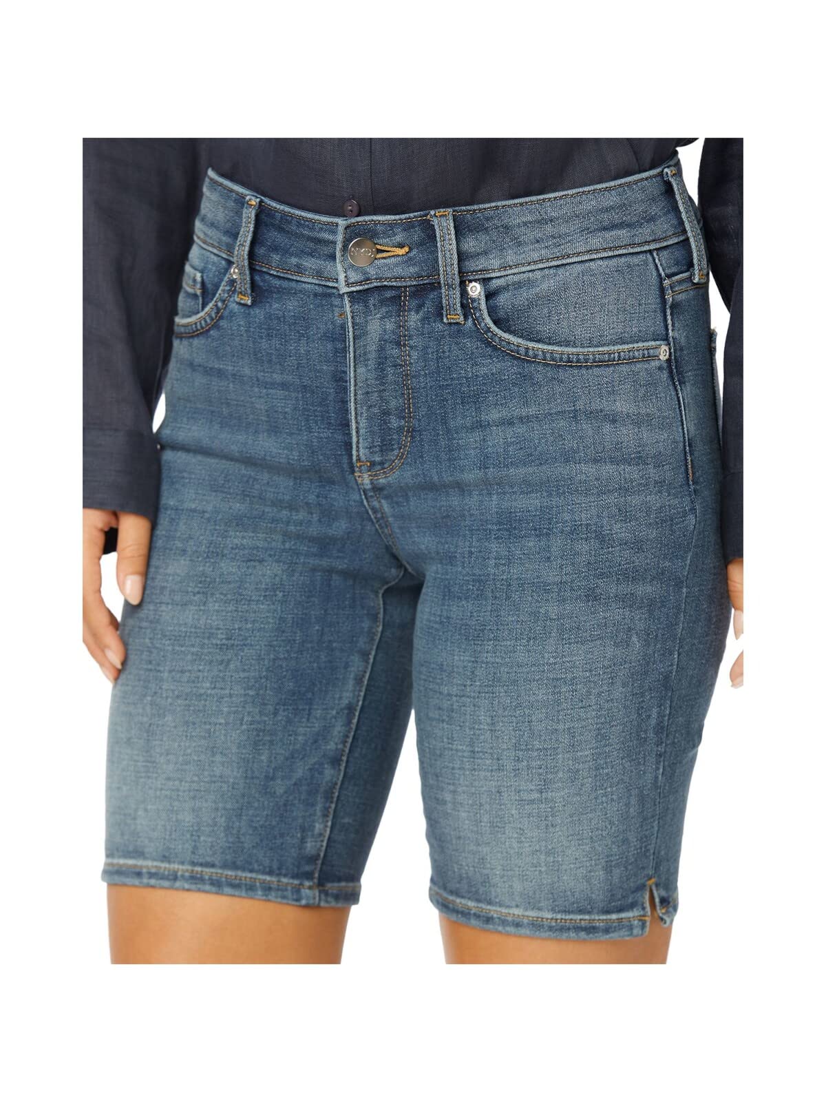NYDJ Ella High Waist Denim Shorts for Women - Comfortable Stretch Jean Shorts in Seline Wash | Perfect for Summer Outfits, Casual Wear & Beach Vacations