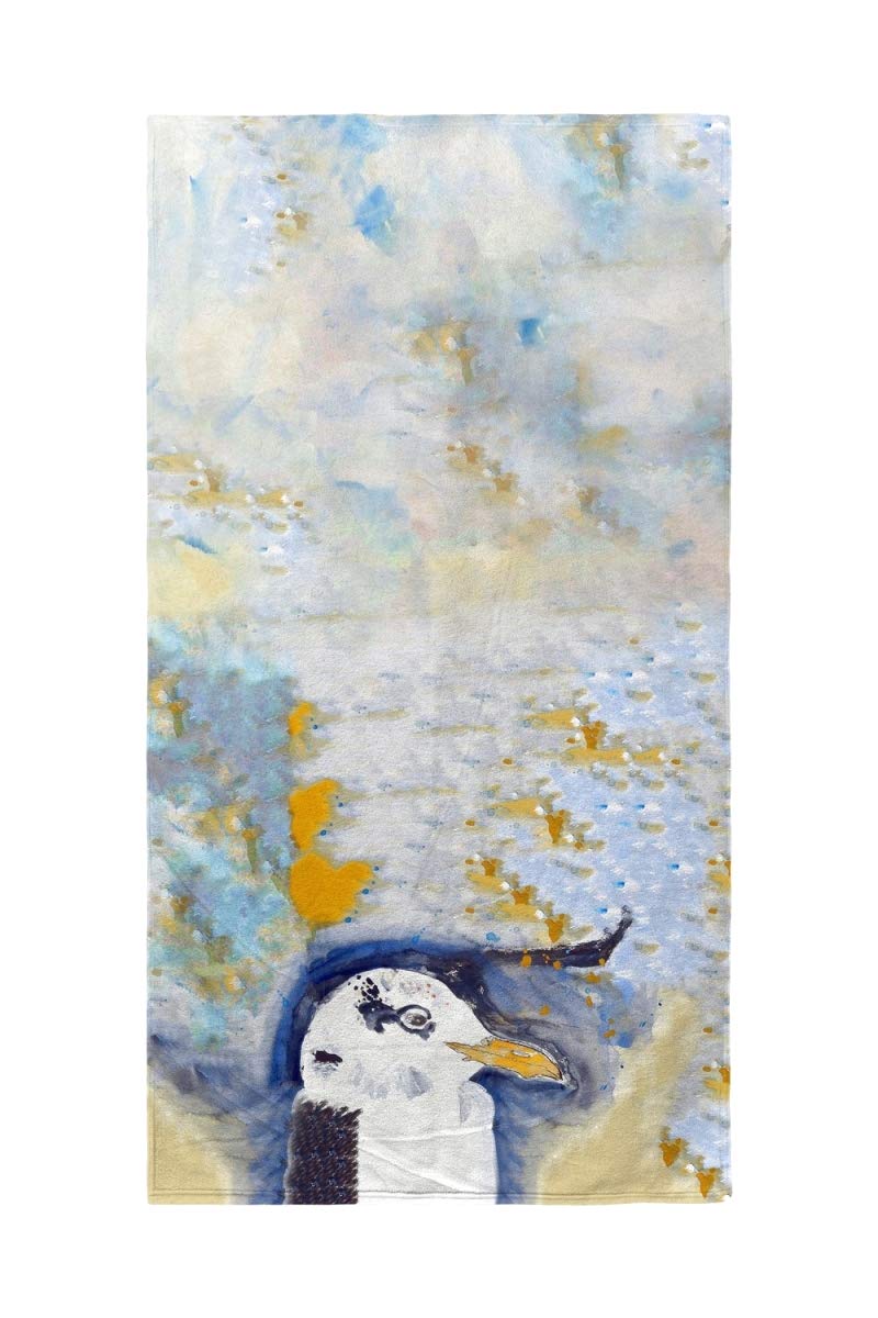 Betsy Drake Gull Portrait Right Beach Towel - Soft & Absorbent Sand-Free Quick Dry Towel for Beach, Pool, Yoga & Outdoor Activities