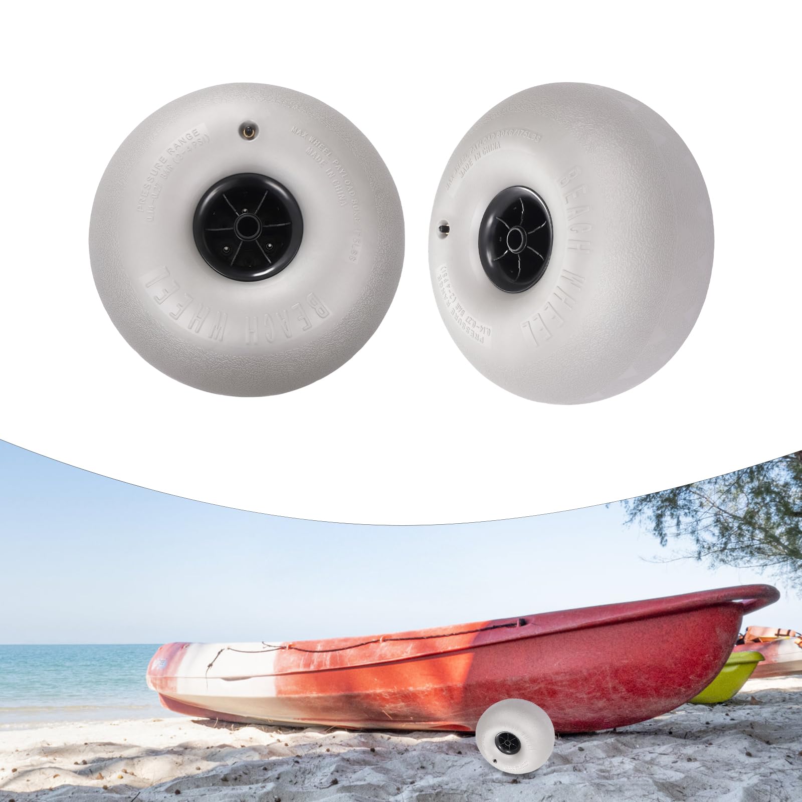 2-Pack Balloon Wheels - Replacement Sand Wheels for Beach Cart, Kayak Dolly, Canoe Cart & Buggy - Durable Tires for Sand, Gravel & Rough Terrain - Perfect for Beach Trips, Camping & Outdoor Adventures