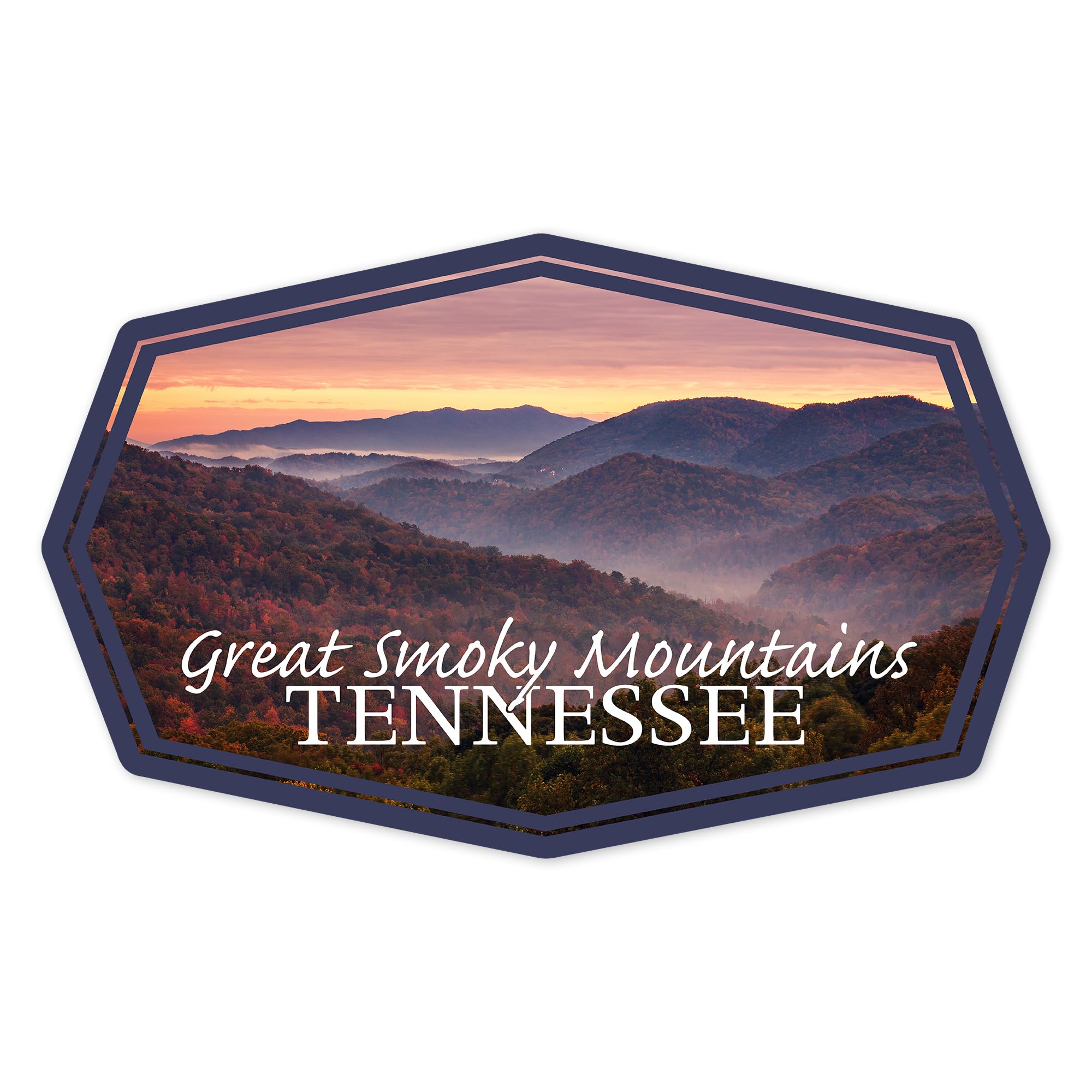 Waterproof Die Cut Vinyl Stickers - Great Smoky Mountains Tennessee Sunset Decals (1-3 inches) for Cars, Laptops, Water Bottles & Coolers | Perfect for Outdoor Adventures, Travel Gear & Personalizing Devices