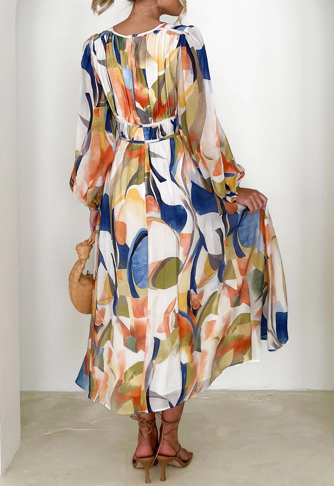 Sissyaki Women's Long Sleeve Boho Floral Maxi Dress - Elegant Flowy Summer Beach Dress for Vacation, Party & Casual Wear
