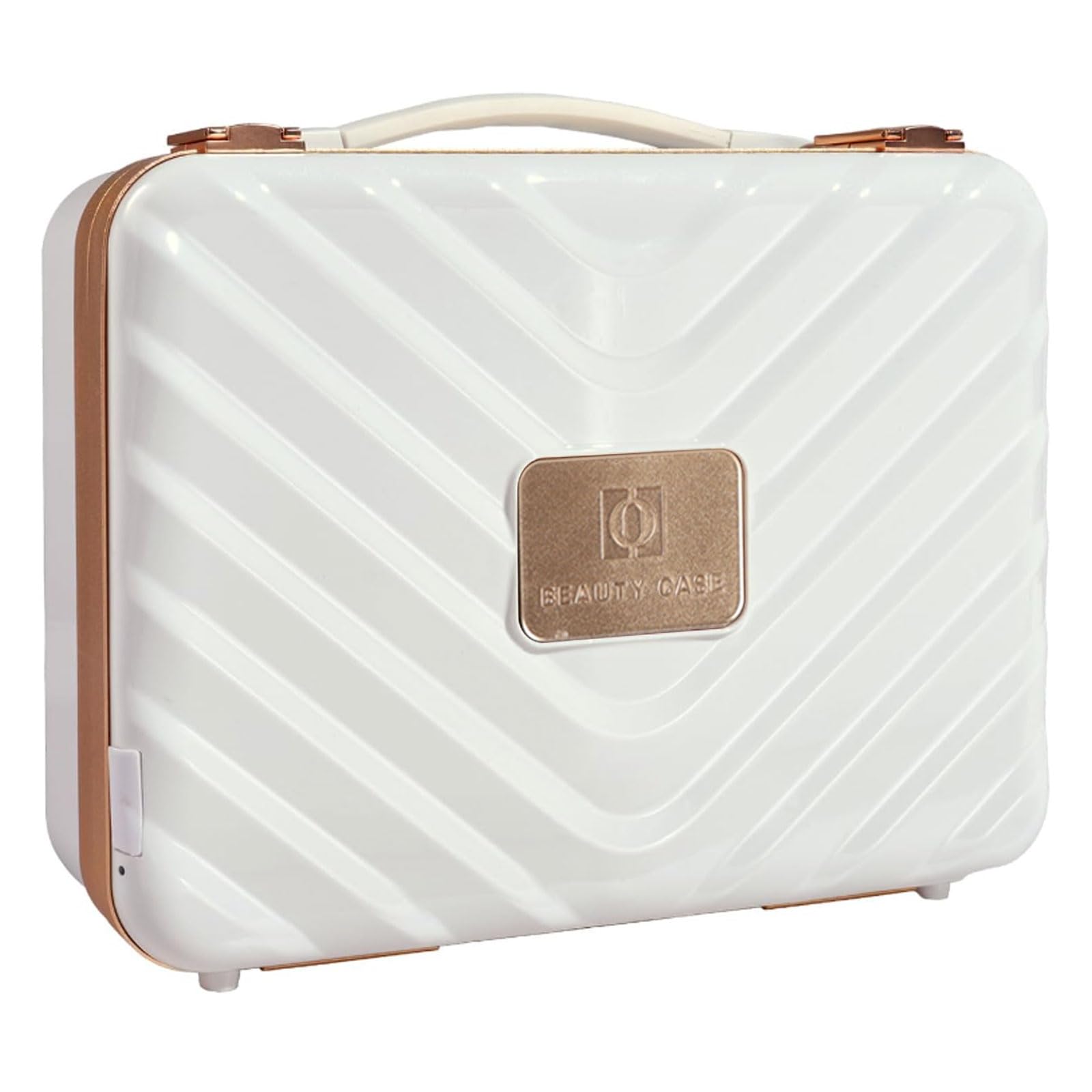 Napfox Professional Makeup Case with LED Lighted Mirror - Portable Travel Cosmetic Organizer for Makeup Artists, Hairstylists & Beauty Enthusiasts - Perfect for Travel, Salon & Home Use - White
