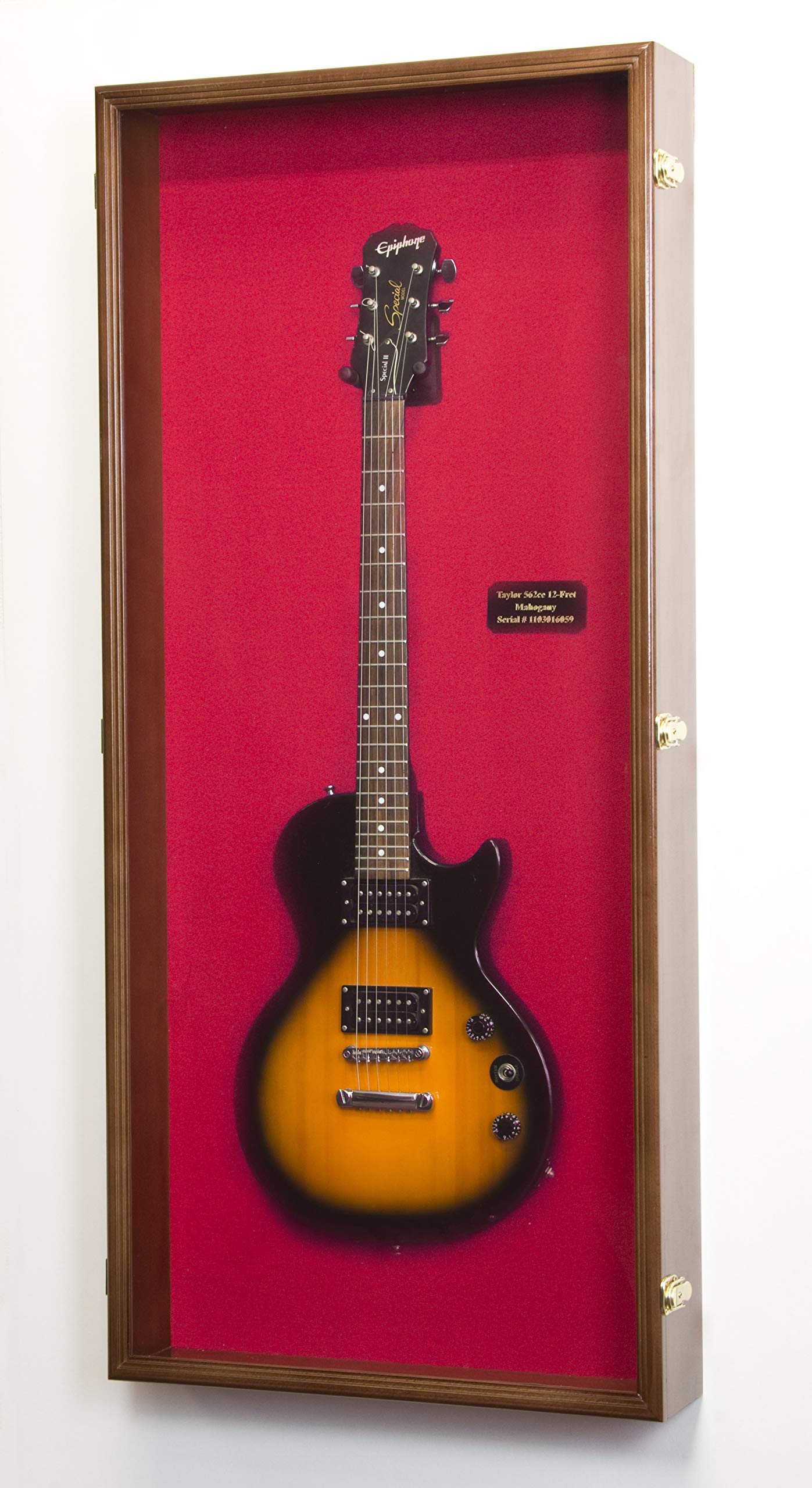 Fender Electric Bass Guitar Wall Mount Display Case - Lockable 98% UV Protection Cabinet (50x22 Inches) - Perfect for Home, Studio & Music Store Storage & Display