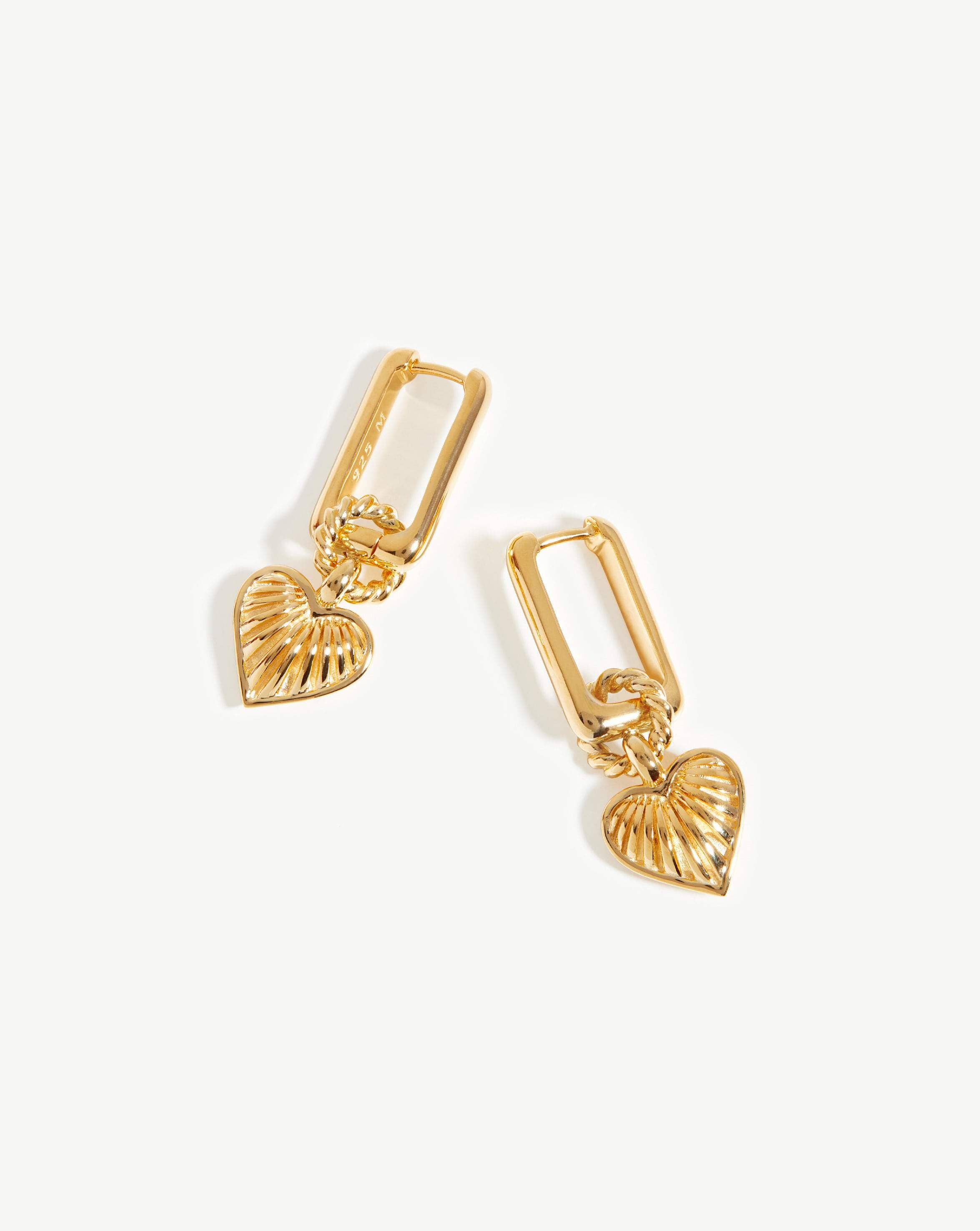 Ridge Heart Charm Earrings - 18k Gold Vermeil Hoop Earrings for Women | Valentine's Day Gift, Anniversary Present, Everyday Elegant Jewelry