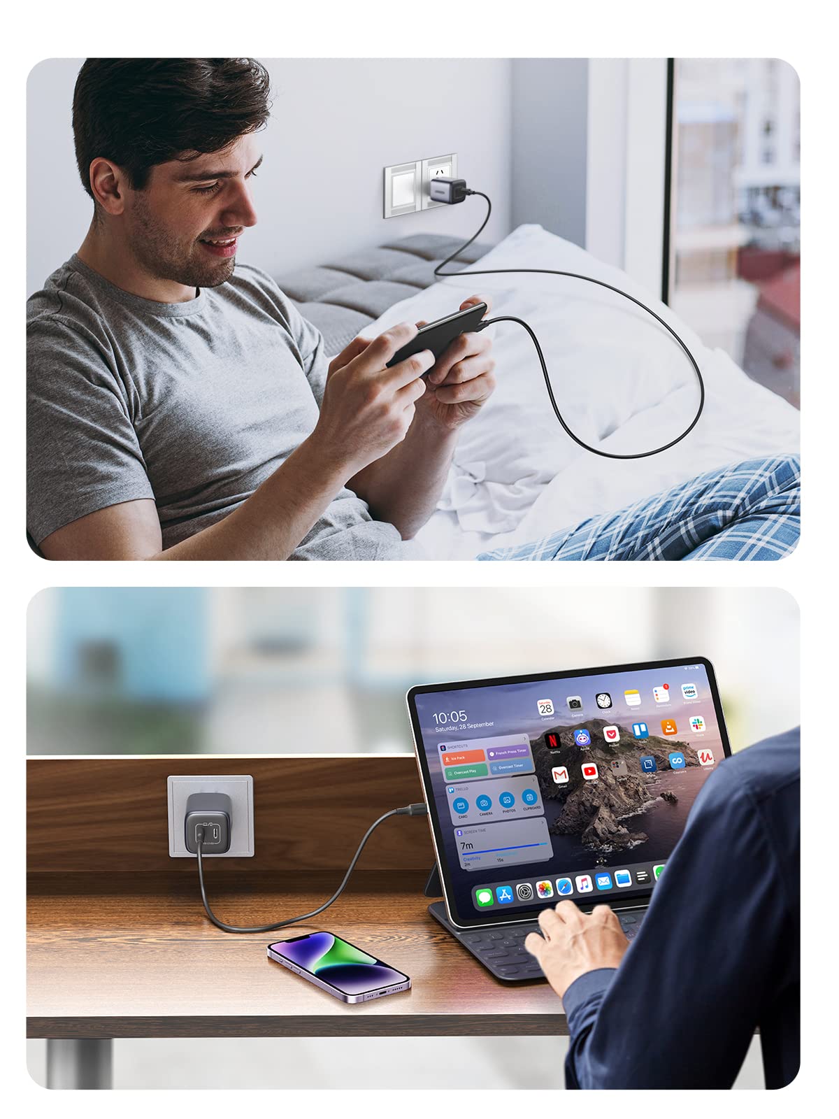 UGREEN Nexode 45W GaN USB C Fast Charger with 100W Cable - Compact Foldable PPS Charger for Galaxy S24/S23/S22, iPhone 15/14, iPad Pro, MacBook Air, Pixel - Perfect for Travel, Office & Home Charging