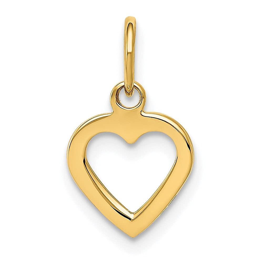 14K Yellow Gold Heart Pendant Necklace for Women - Elegant Polished Cut-Out Design, Dainty Fine Jewelry Gift for Her - Perfect for Valentine's Day, Anniversary & Everyday Wear