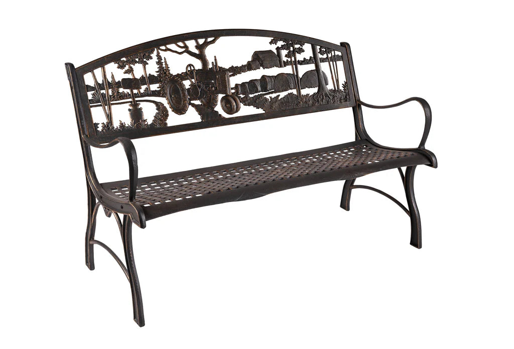 Rustic Outdoor Farmhouse Bench - Solid Wood Garden Seating for Patio, Porch, and Backyard Decor | Perfect for Farmhouse Style Outdoor Living Spaces
