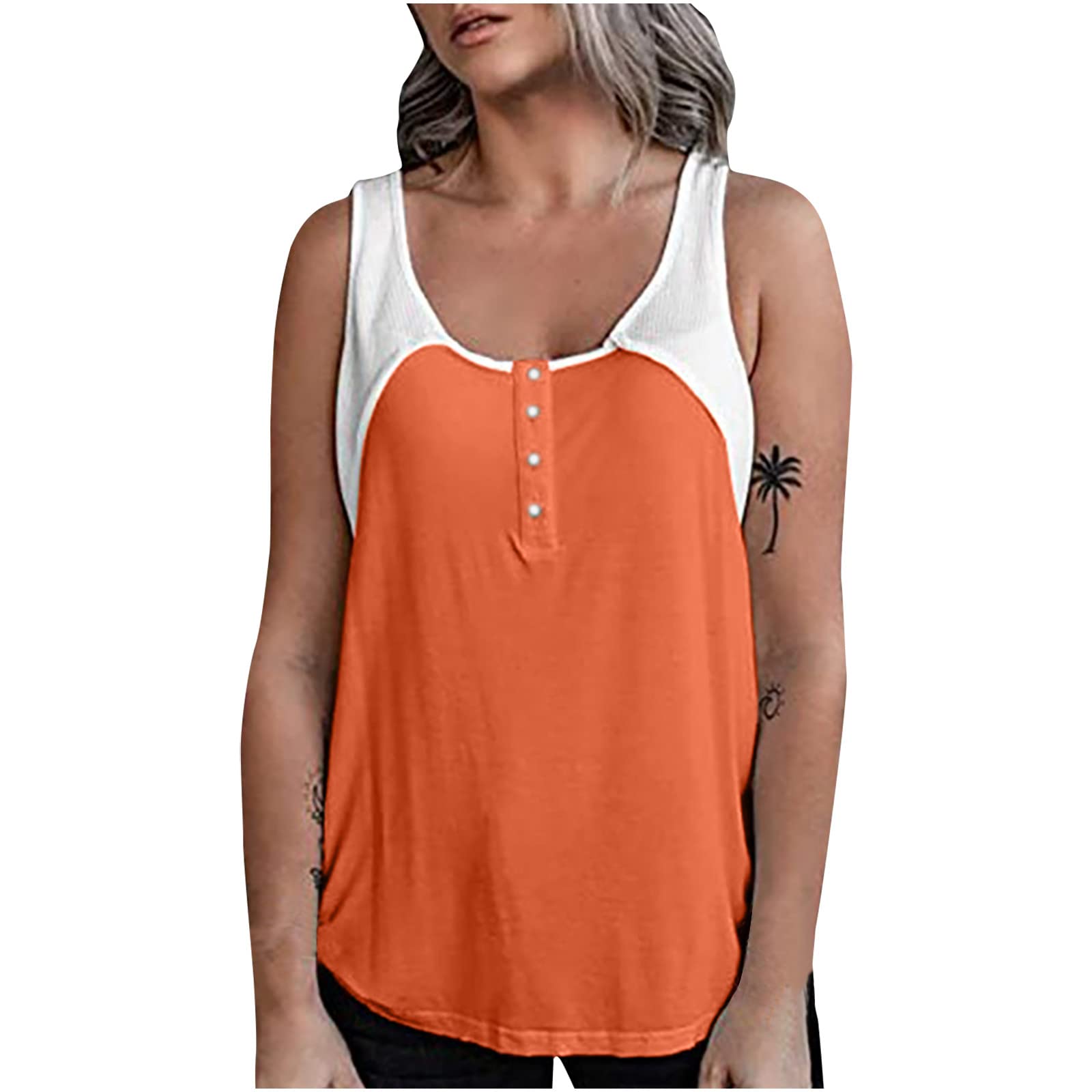 Women's Summer Tank Tops - Casual Solid Color Spliced Patchwork Sleeveless Bandeau Vest Shirts | Perfect for Beach, Gym & Everyday Wear