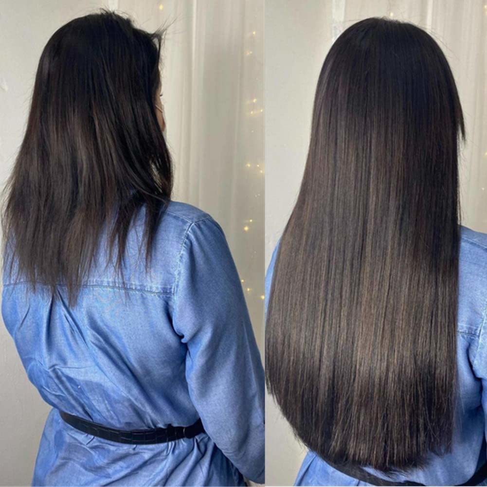 ELCABELL Long Straight Synthetic Hair Extensions & Wigs for Women - Smooth Silky Black Hair Extensions for Daily Wear, Parties & Cosplay