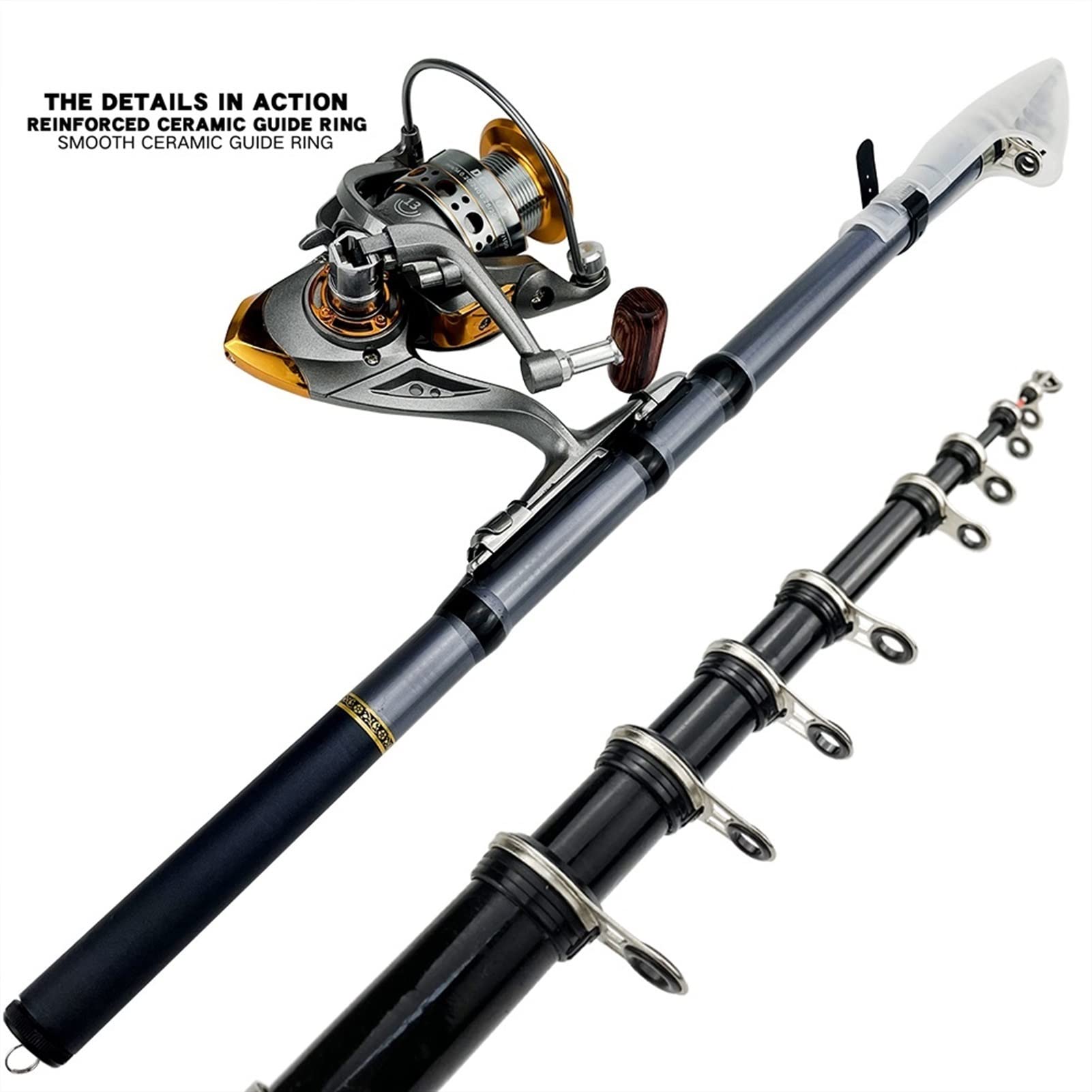 Premium Carbon Telescopic Fishing Rod and Reel Combo Set - Ultra-Light 2.1m Travel Fishing Pole Kit for Freshwater & Saltwater Angling - Perfect for Camping, Backpacking and Outdoor Adventures