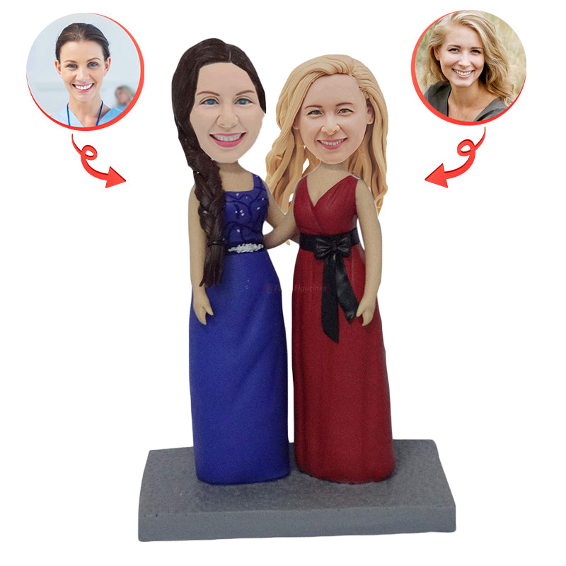 Custom Same-Sex Couple Bobblehead - Personalized Lesbian Wedding Gift, Anniversary Present - Perfect for Home Decor, Office Display & LGBTQ+ Celebrations