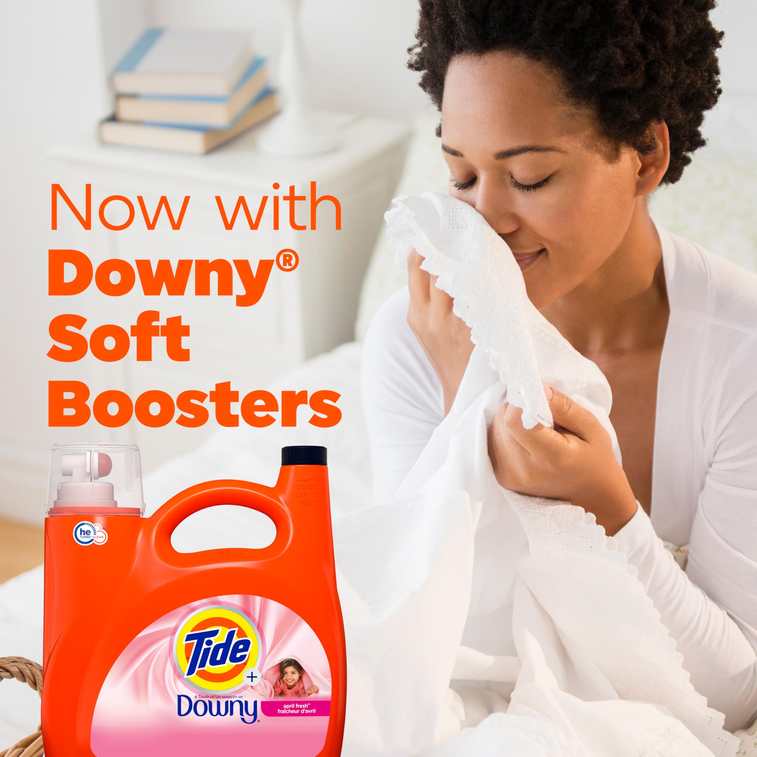 Tide Plus Downy Liquid Laundry Detergent - April Fresh Scent, HE Compatible (94 Loads, 132 fl oz) | Gentle Fabric Softener for Clothes | Perfect for Family Laundry, Gym Wear & Baby Clothes