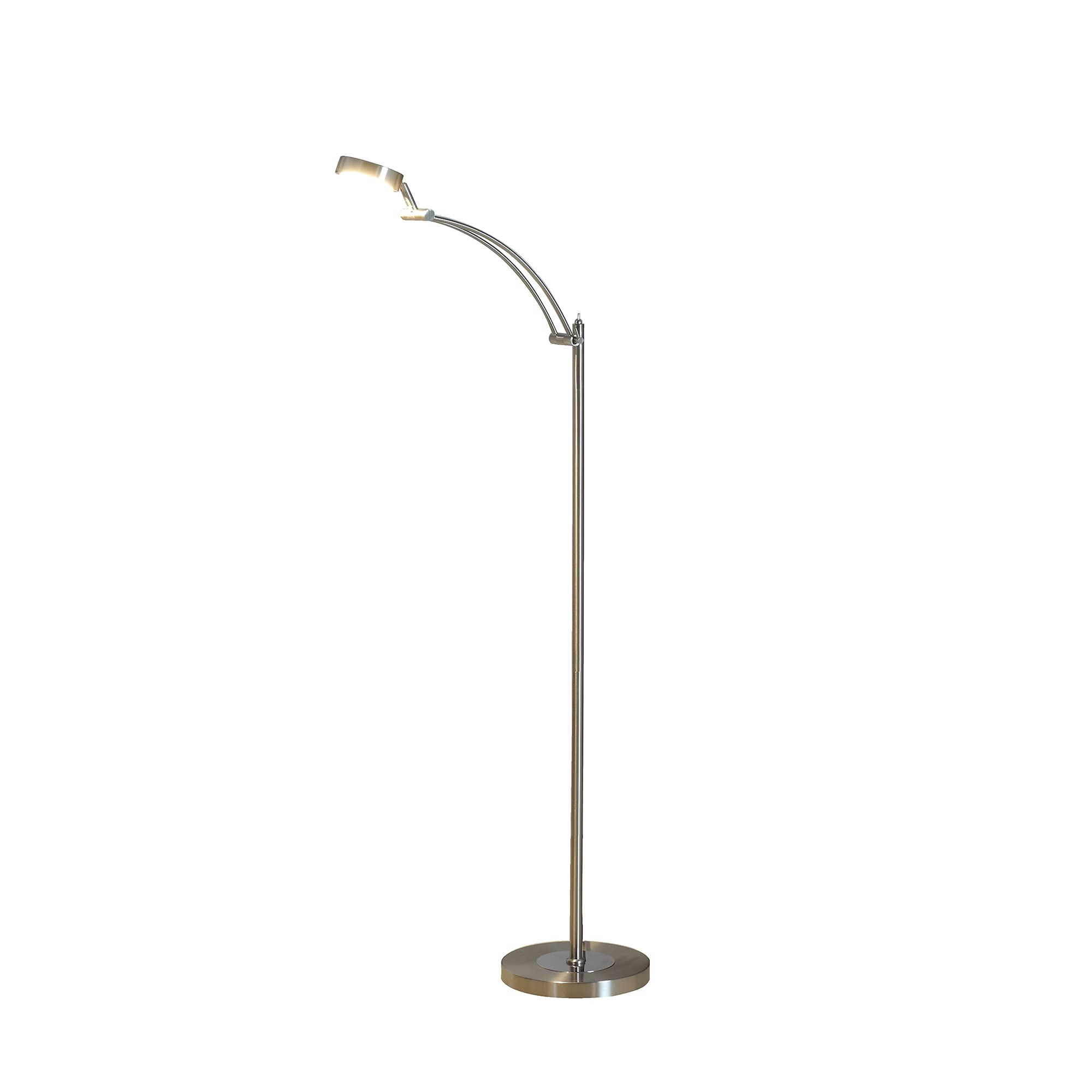 ORE International 54-Inch Tinsley Silver LED Floor Lamp with Adjustable Brightness - Modern Lighting for Living Room, Bedroom, or Office Workspace