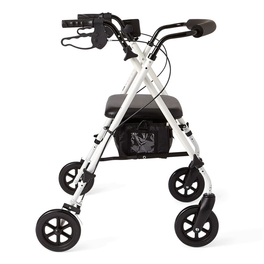 Premium White Luxe Rollator Walker for Seniors - Lightweight, Foldable Mobility Aid for Indoor & Outdoor Use - Ideal for Elderly, Disabled & Post-Surgery Recovery