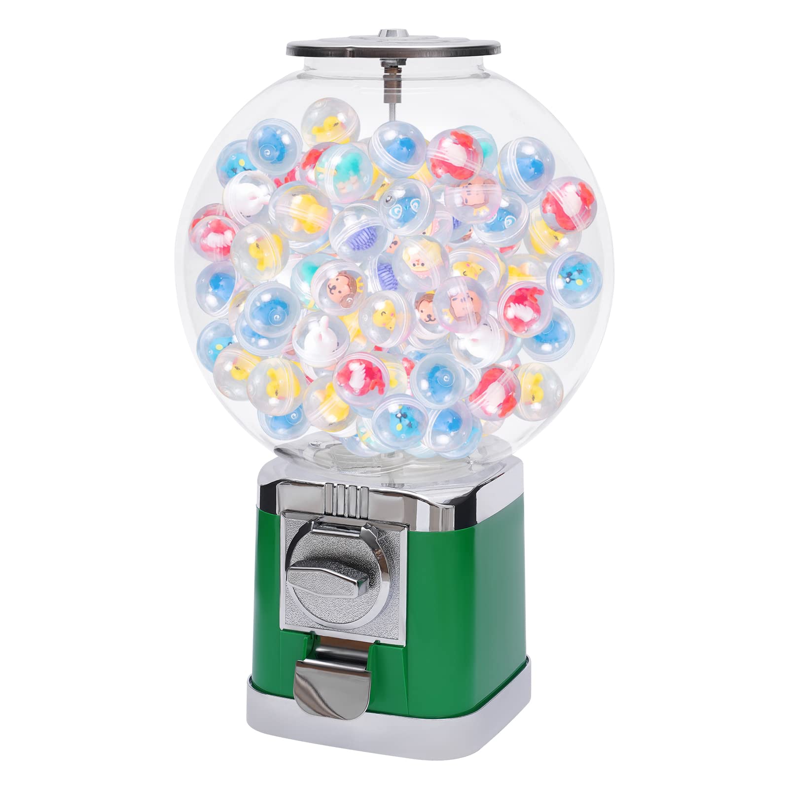 Classic Green Gumball Machine - 1.26 Inch Big Bubble Gumball Dispenser with Key | Bulk Vending Machine for Capsule Toys & Candy | Perfect for Arcades, Parties, and Retail Stores