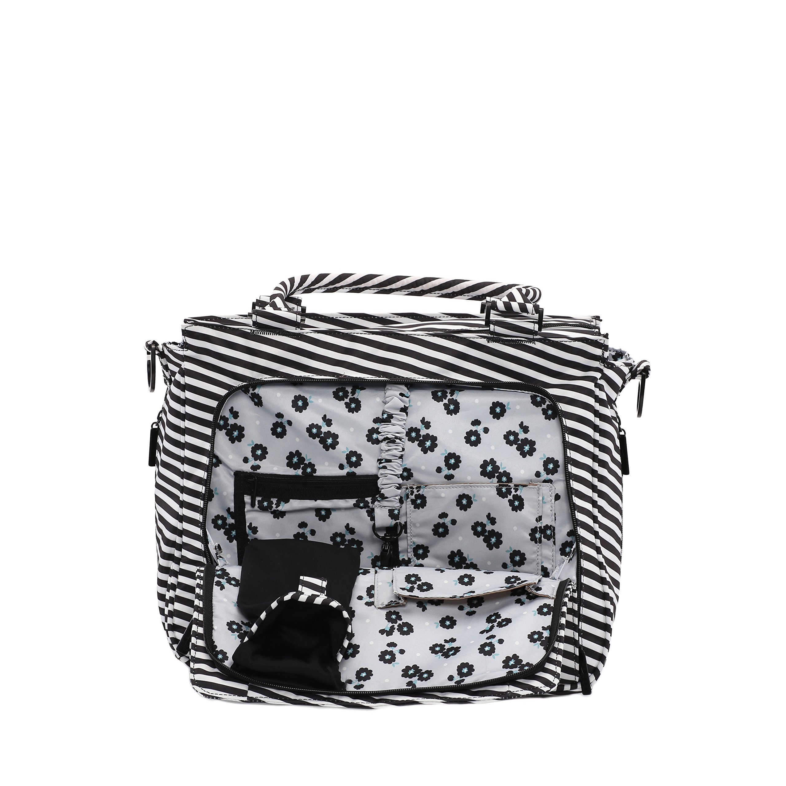 JuJuBe Be Classy Structured Multi-Functional Diaper Bag & Purse - Onyx Collection in Black Magic | Stylish Baby Bag for Moms, Travel & Everyday Use