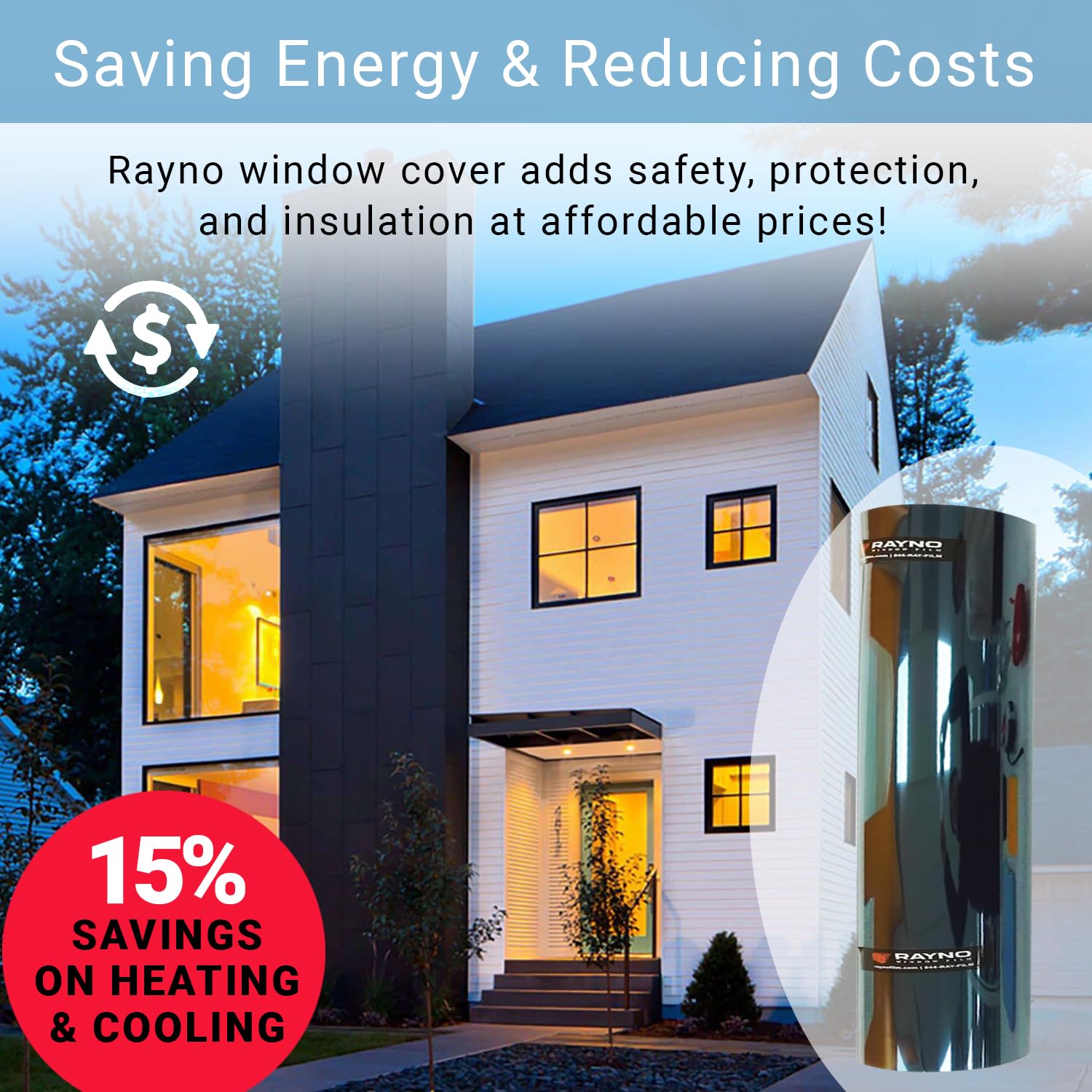 Rayno UV Blocking Window Shrink Film - Heat Control & Sun Protection Tint for Home & Car Windows - Automotive Windshield Insulation & Sun Reflecting Wrap - Platinum Air 7090 Blue Tinted (24