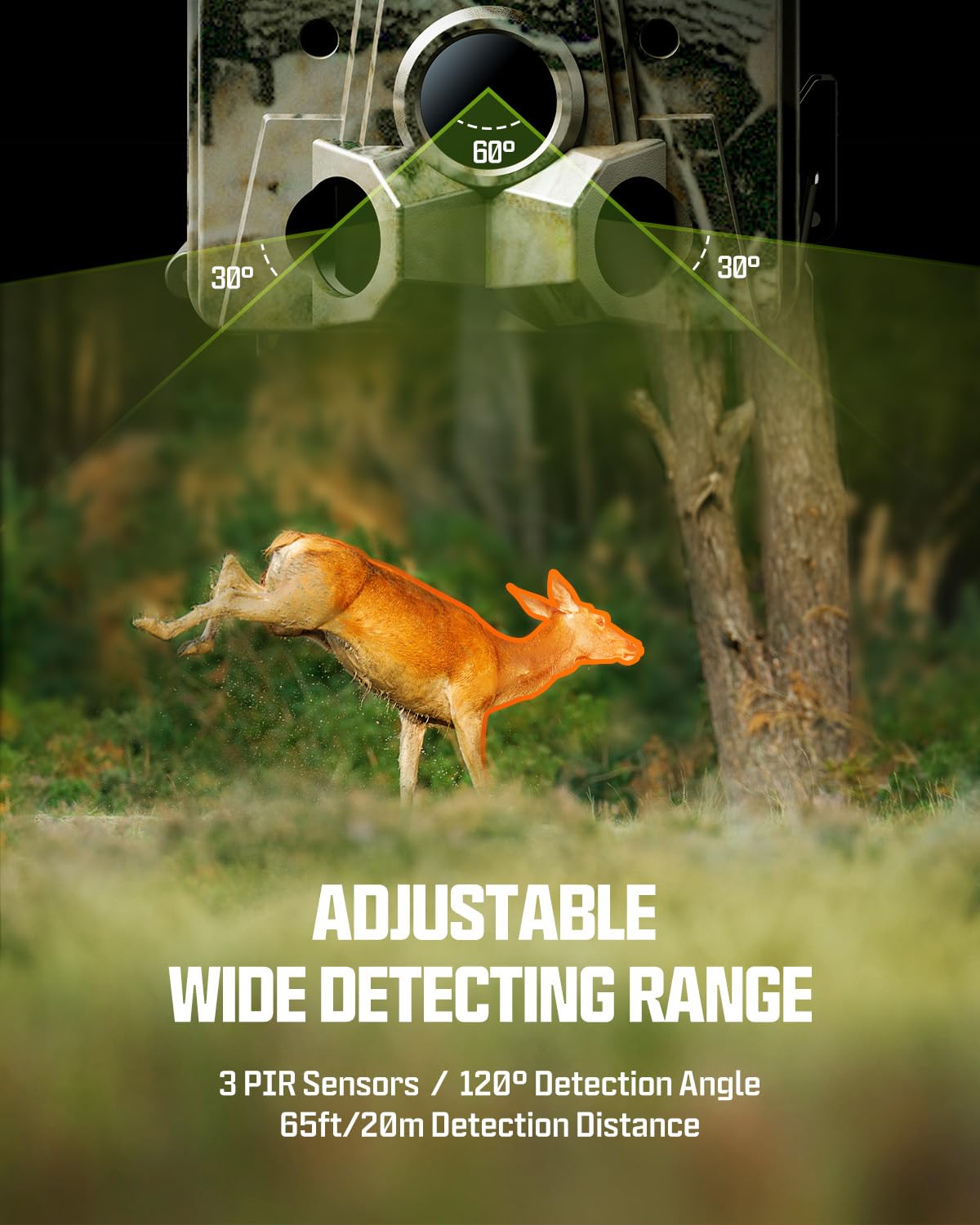 CEYOMUR 4K Solar Trail Camera - 60MP WiFi 6 Game Camera with Night Vision, 0.1s Trigger Motion Activated, 5200mAh Battery & 32GB SD Card - Perfect for Wildlife Monitoring, Hunting, and Outdoor Security Surveillance